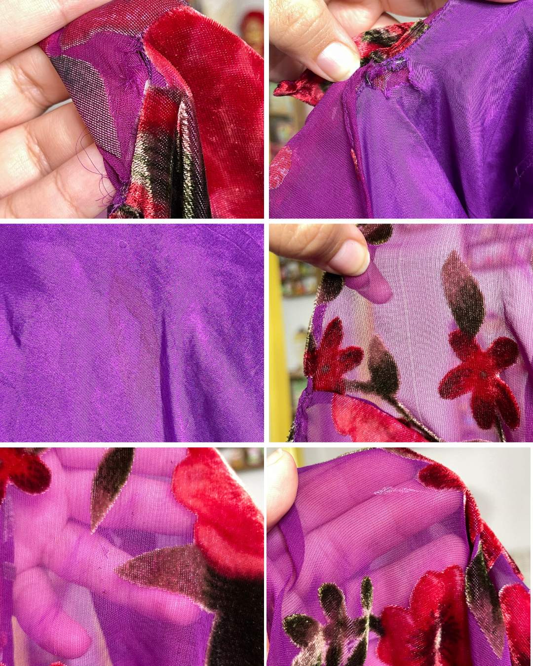 Vintage Sheer Velvet Floral Sheer Layered Dress Sz M/L (FLAWED)
