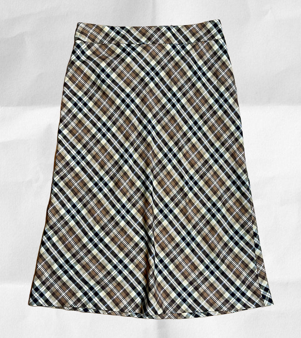 2000s Brown Plaid Maxi Skirt Sz 14/P