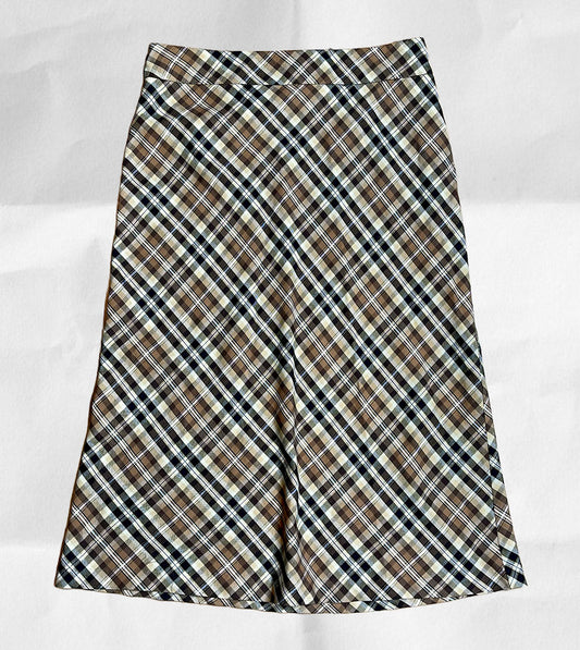 2000s Brown Plaid Maxi Skirt Sz 14/P