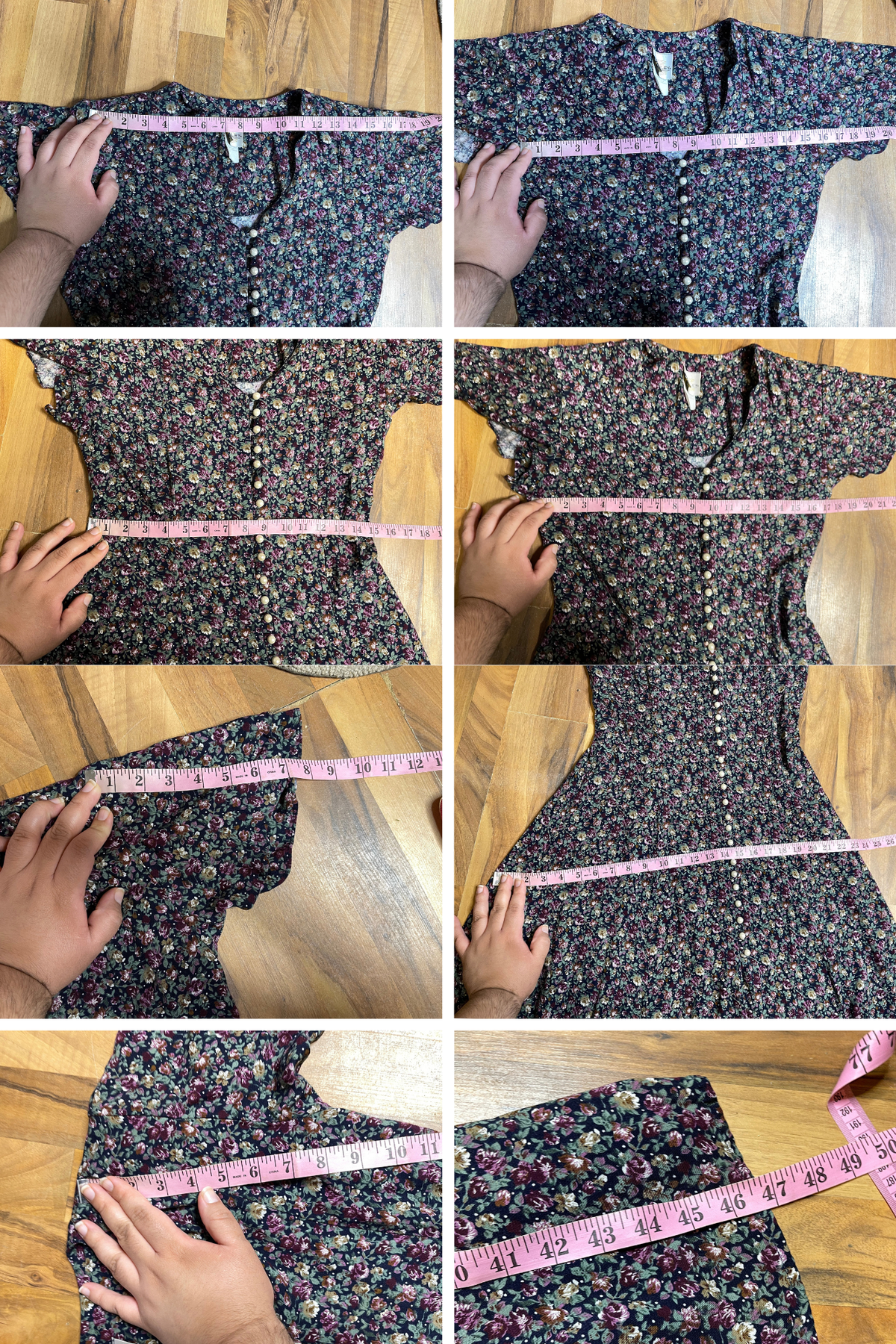 Vintage Dark Floral Grunge Maxi Dress Sz M