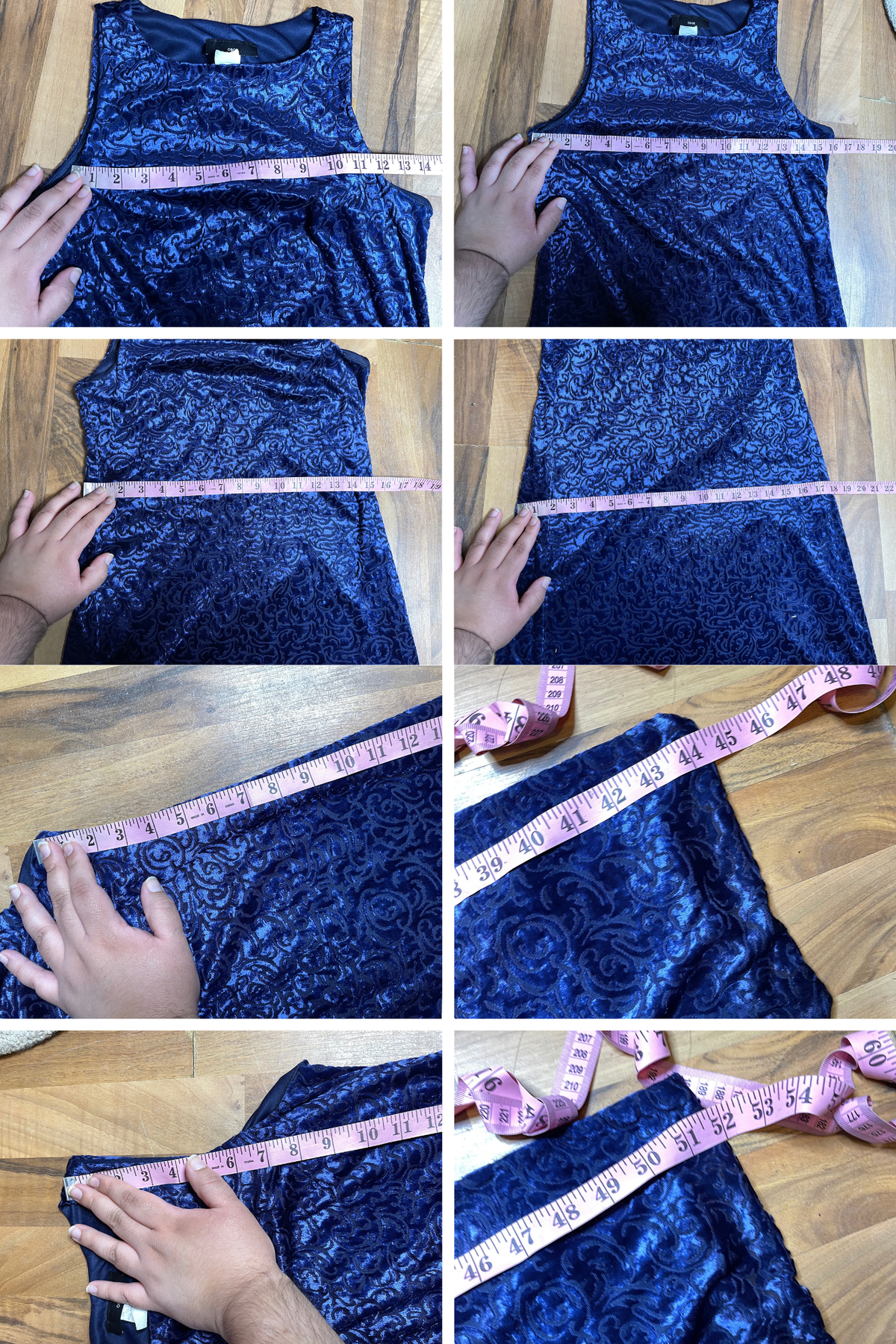 Vintage 90s Blue Velvet & Mesh Swirly Maxi Length Dress Sz L
