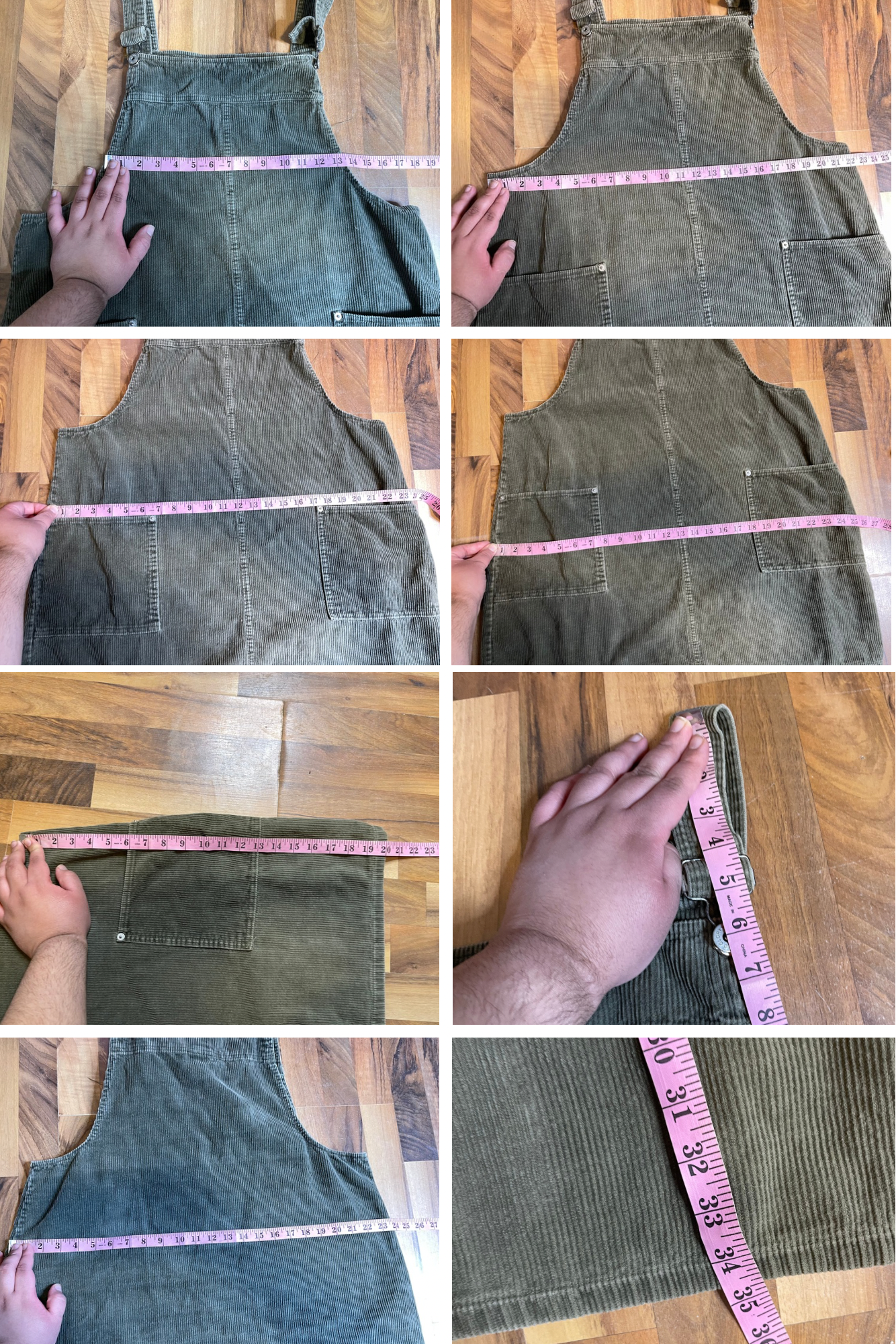 90s Faded Olive Green Corduroy Overall Dress Sz XL