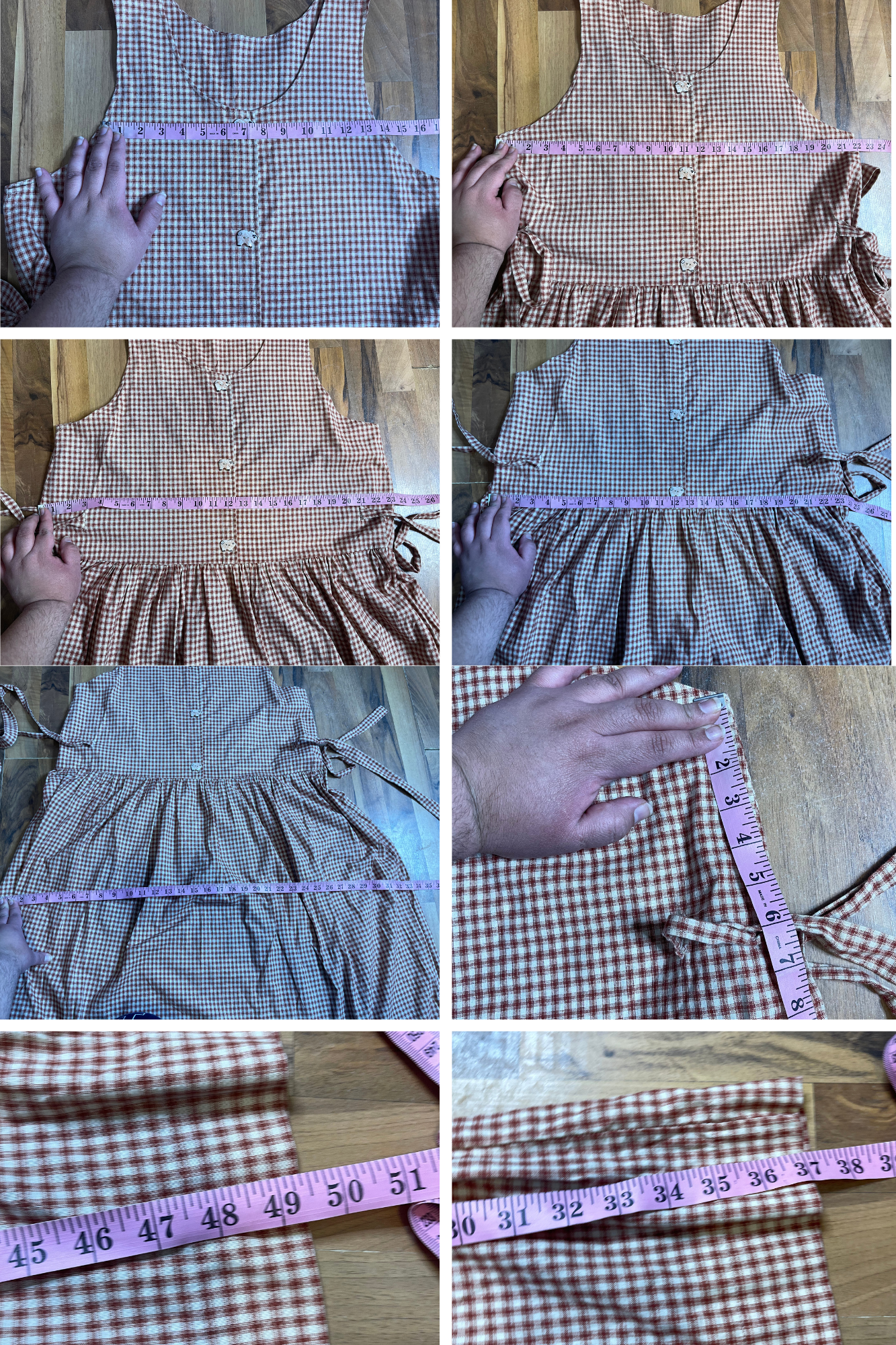 Vintage Handmade Gingham Pig Maxi Dress Sz XL/1X