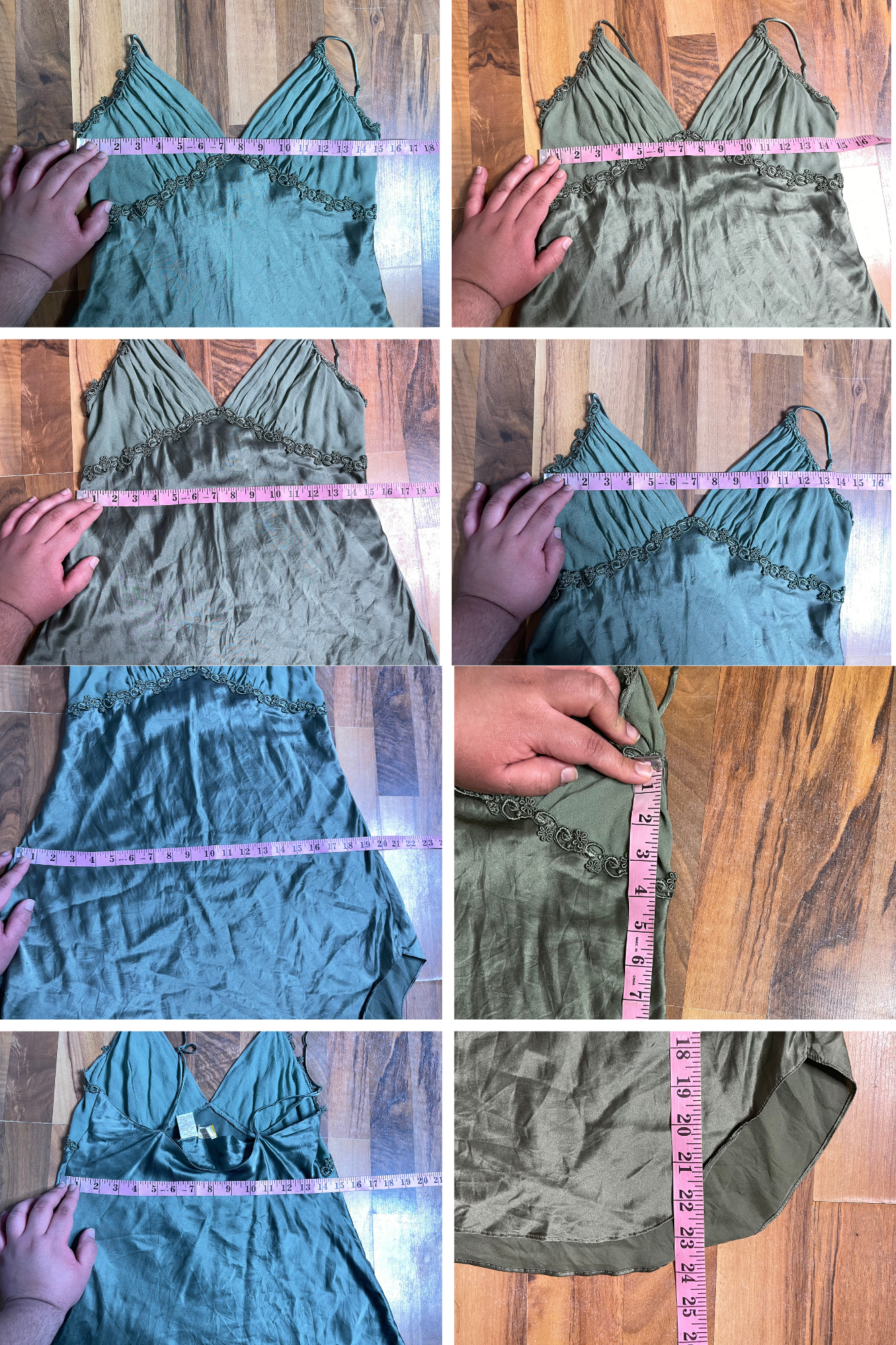 Vintage Victoria Secret 100% Silk Earthy Green Slip Dress Sz M