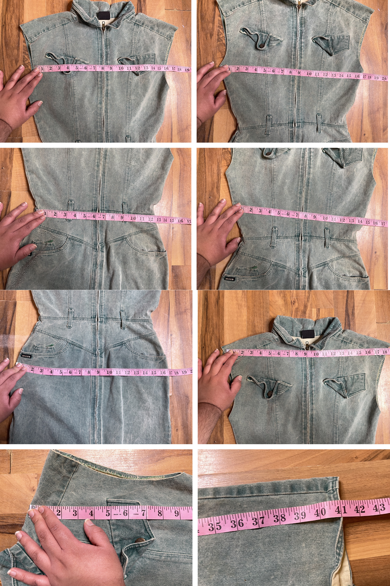Vintage 80s Faded Green Acid Wash Denim Midi Dress Sz S