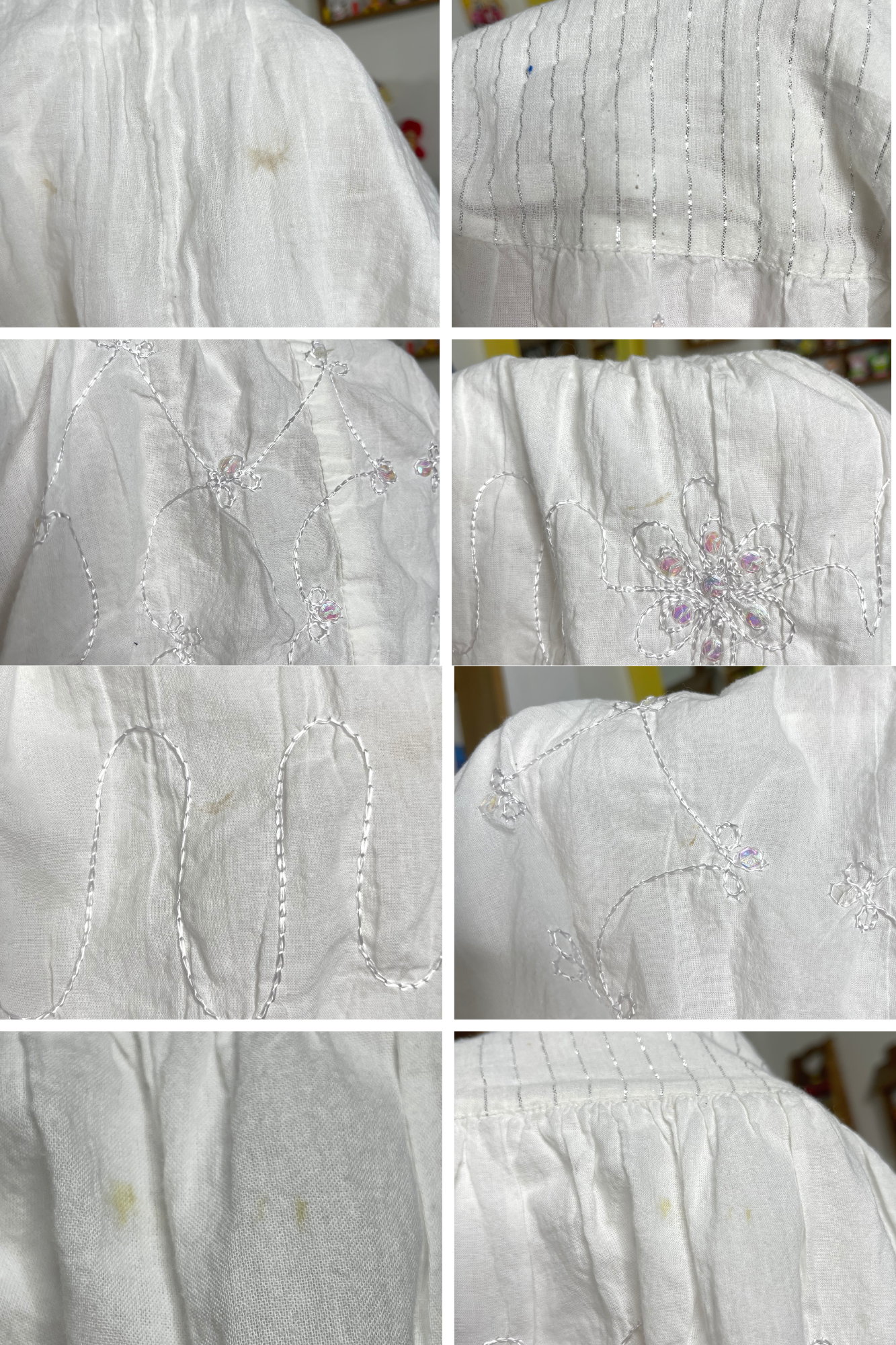 2000s White Sheer Sequin Tiered Midi - Maxi Skirt Sz M/L