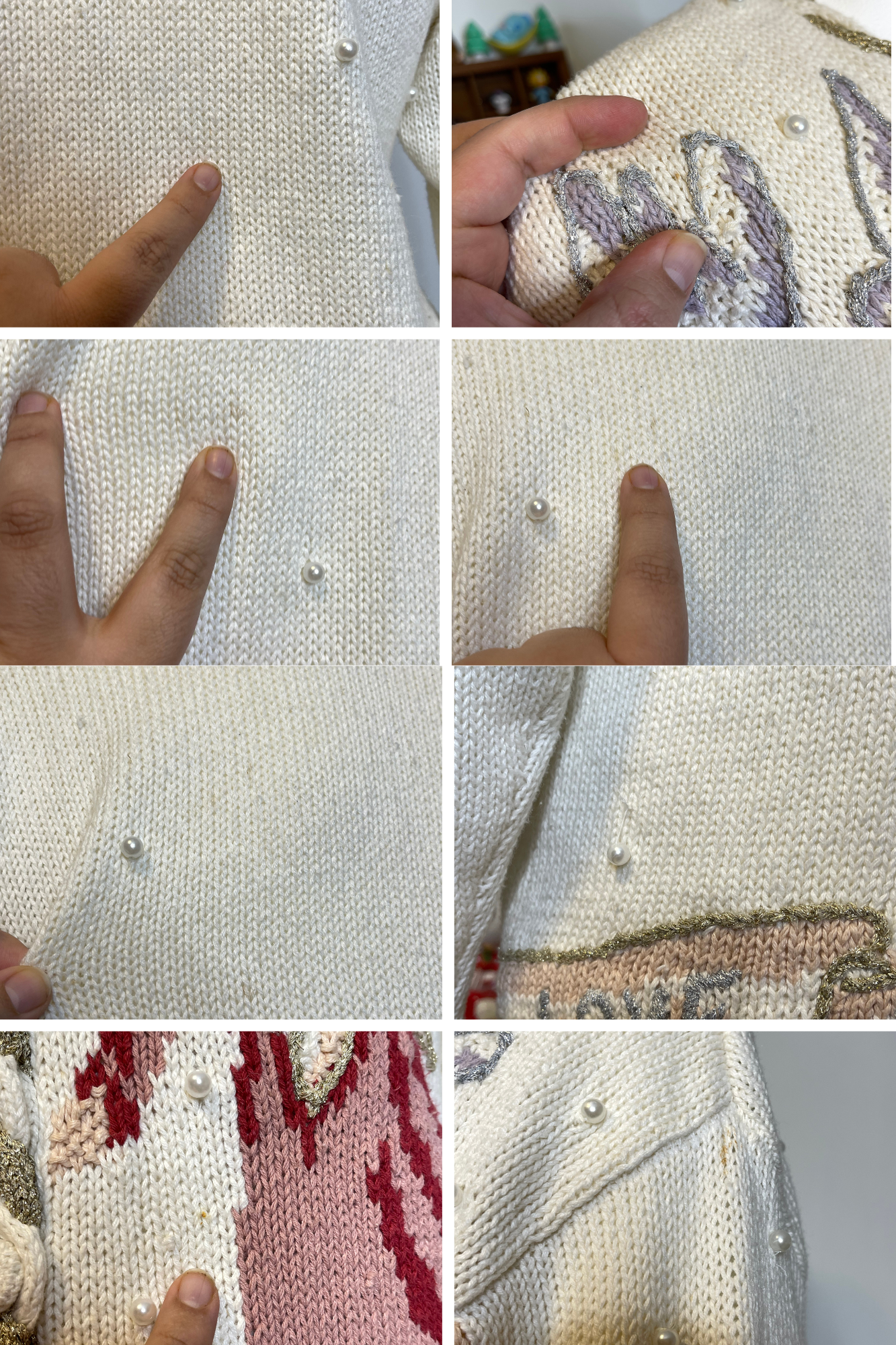 Vintage 90s Holiday Angels Love Bows Oversized Knit Cardigan Sz L