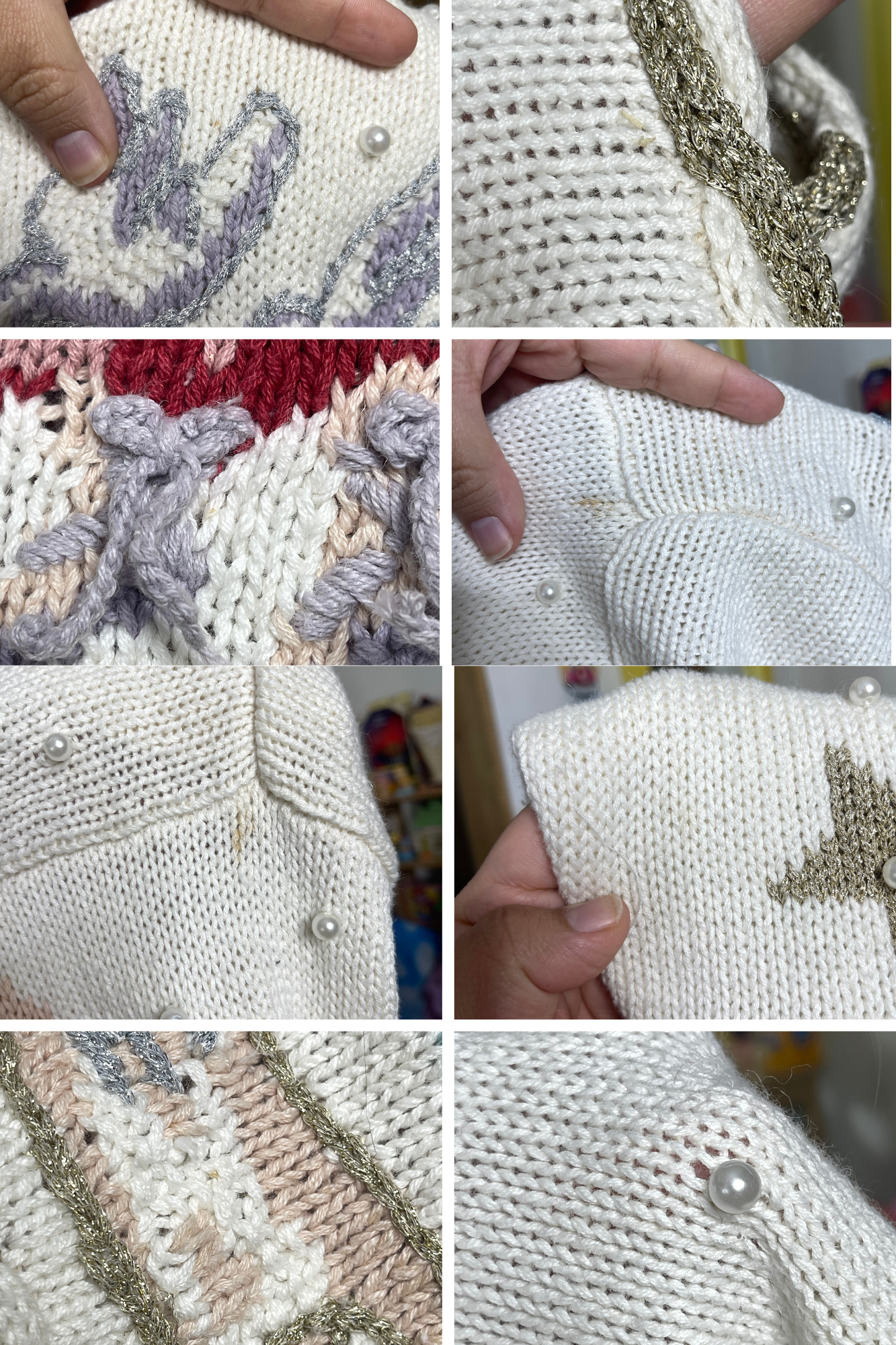 Vintage 90s Holiday Angels Love Bows Oversized Knit Cardigan Sz L