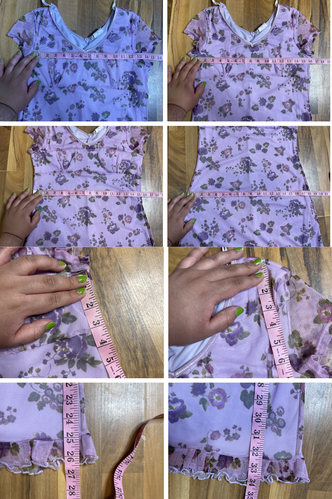 Vintage 90s Purple Flower Mirco Mesh Layered Mini Dress Sz S/M