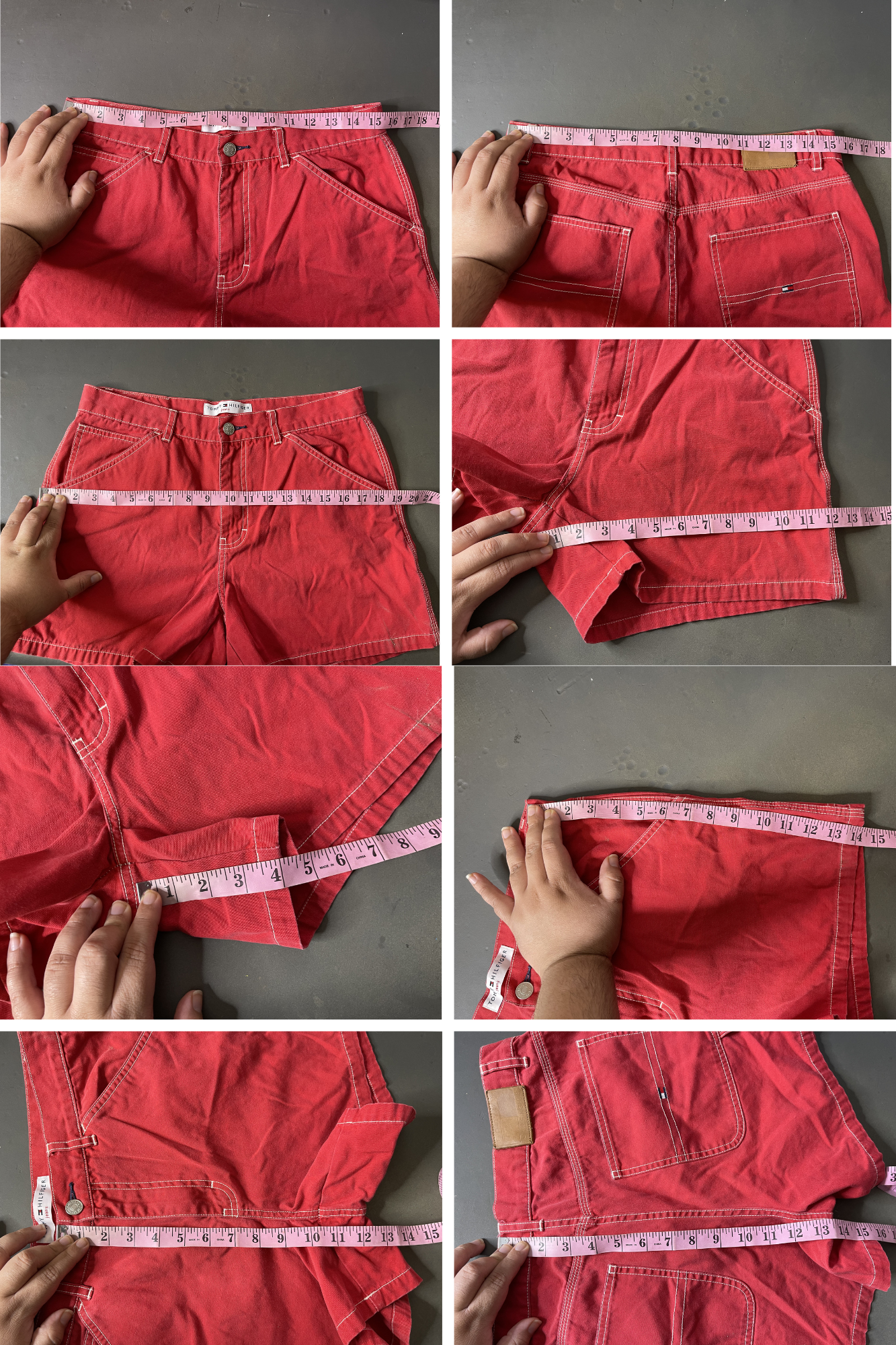Vintage 2000s Red Tommy Hilfiger Carpenter Shorts Sz 10 30in/31in