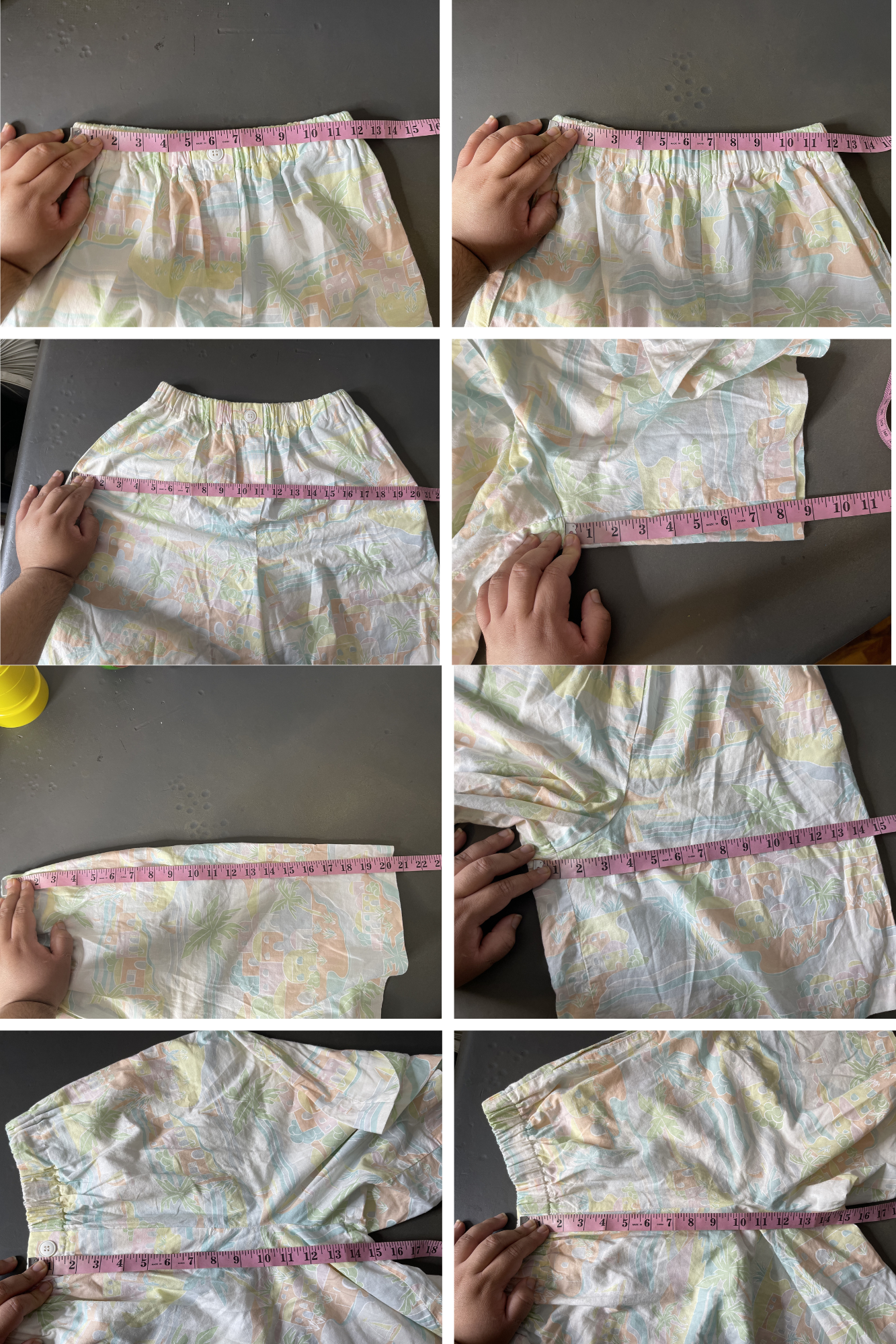 Vintage Pastel Tropical Print Boxer Style Shorts Sz M/L