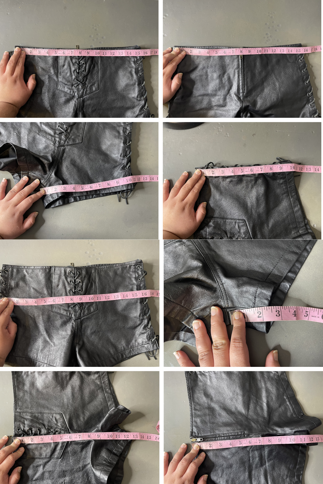 2000s Black Leather Lace Up Shorts Sz L