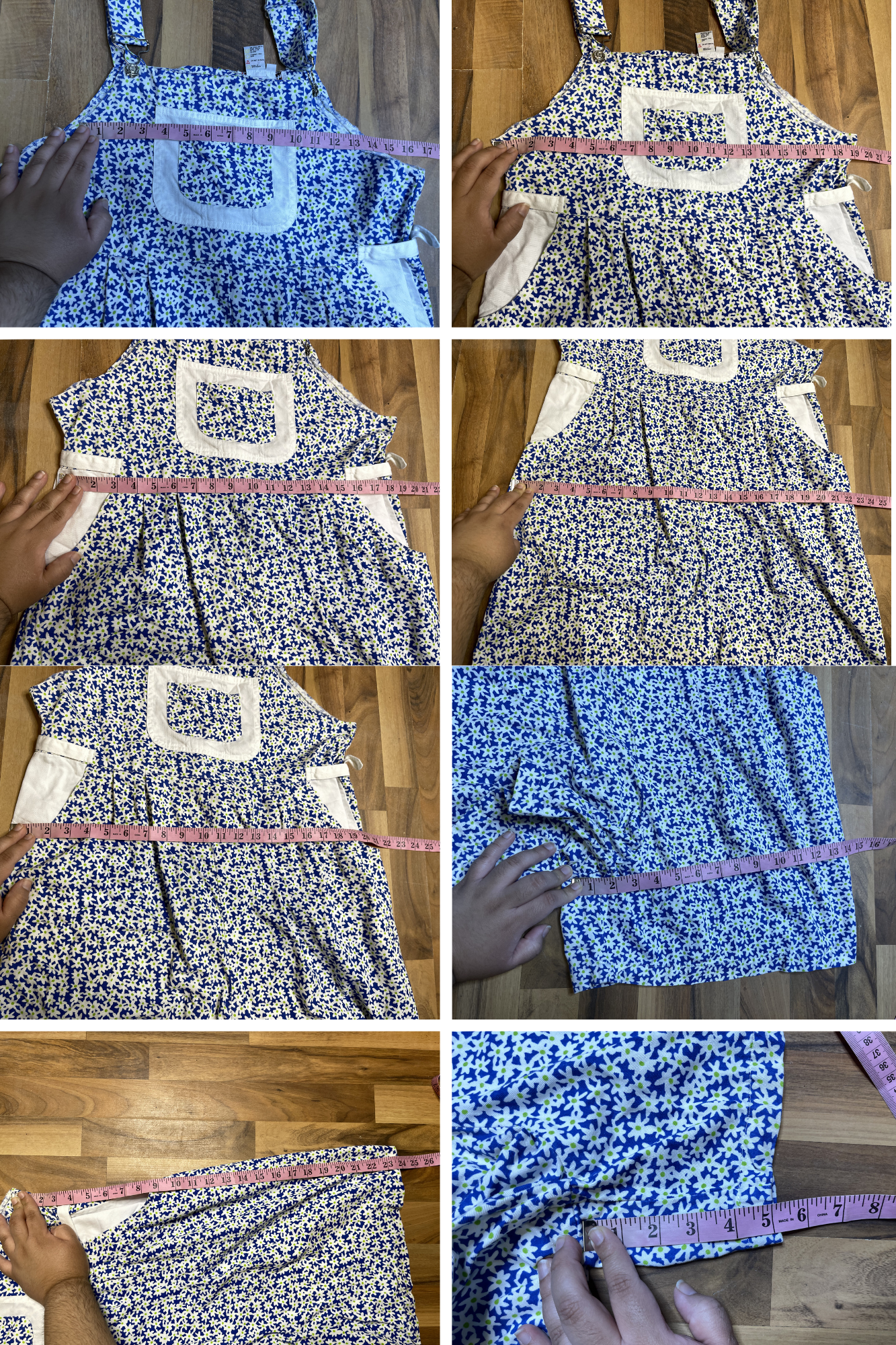 Vintage Blue Flower Print Baggy Style Overalls Sz M/L
