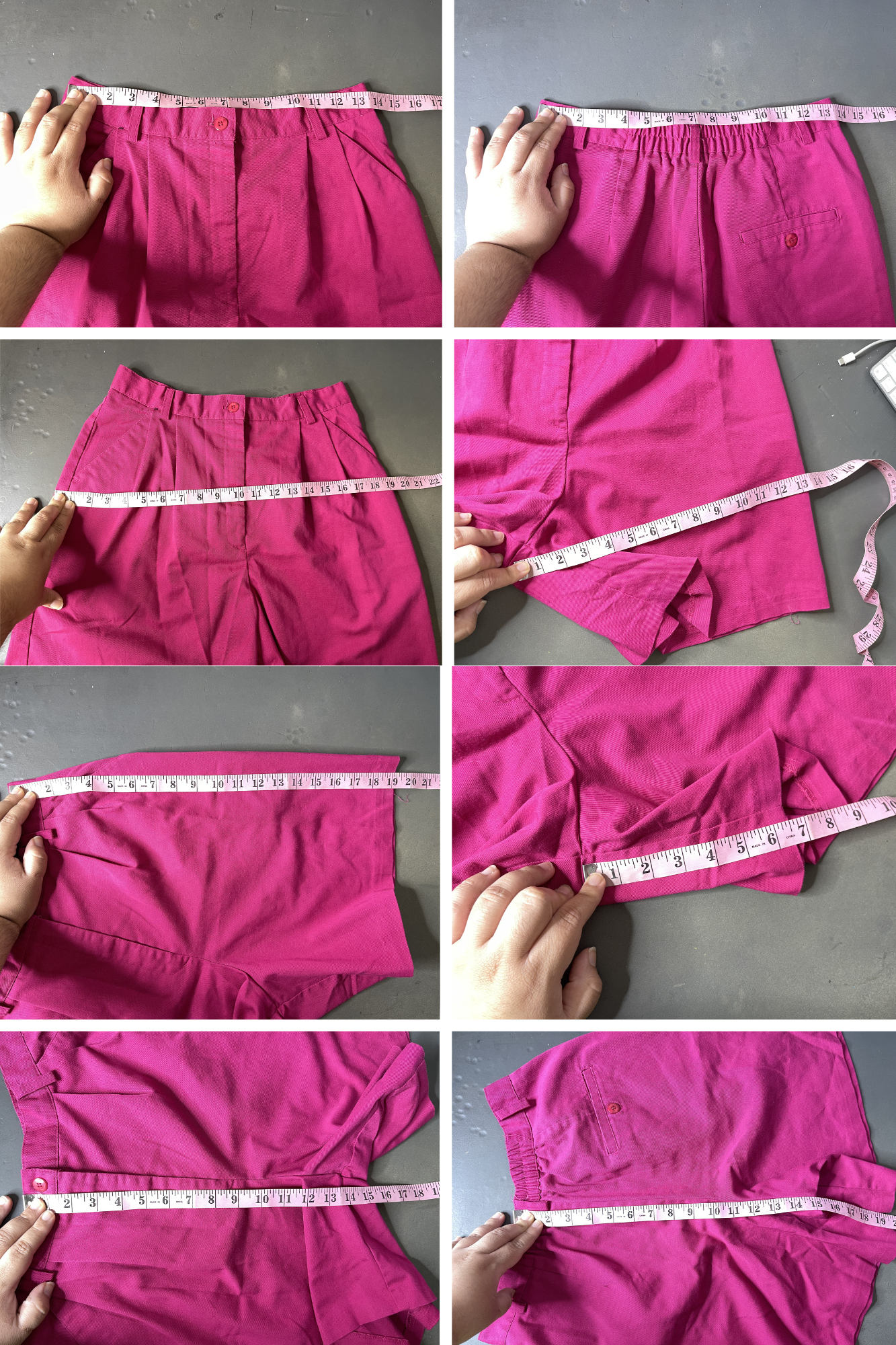 Vintage High Waisted Magenta Pleated Trouser Shorts Sz 27in