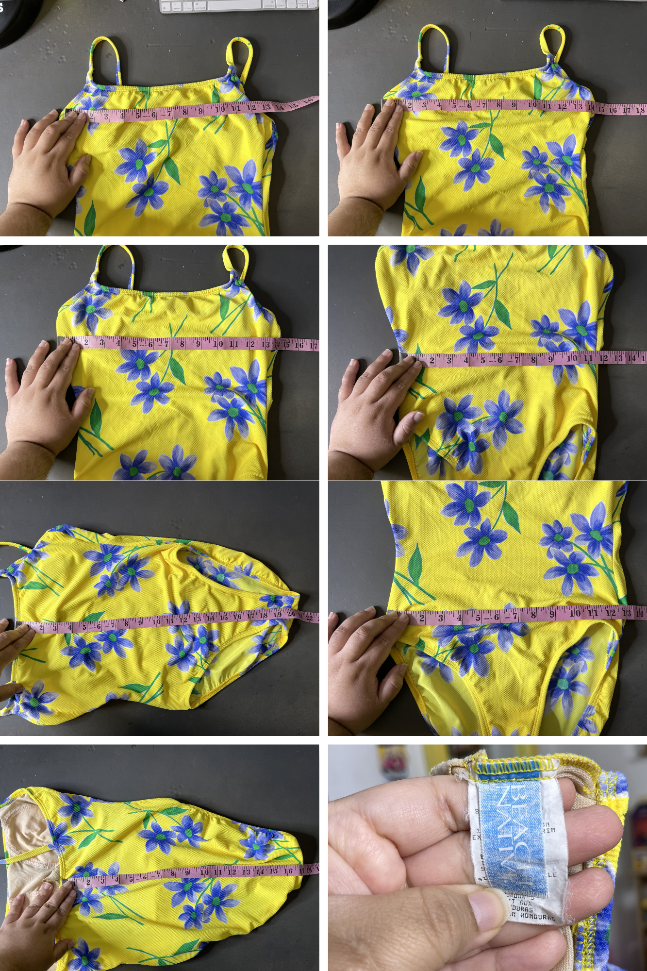 Vintage Floral Yellow One Piece Swimsuit Sz S/M