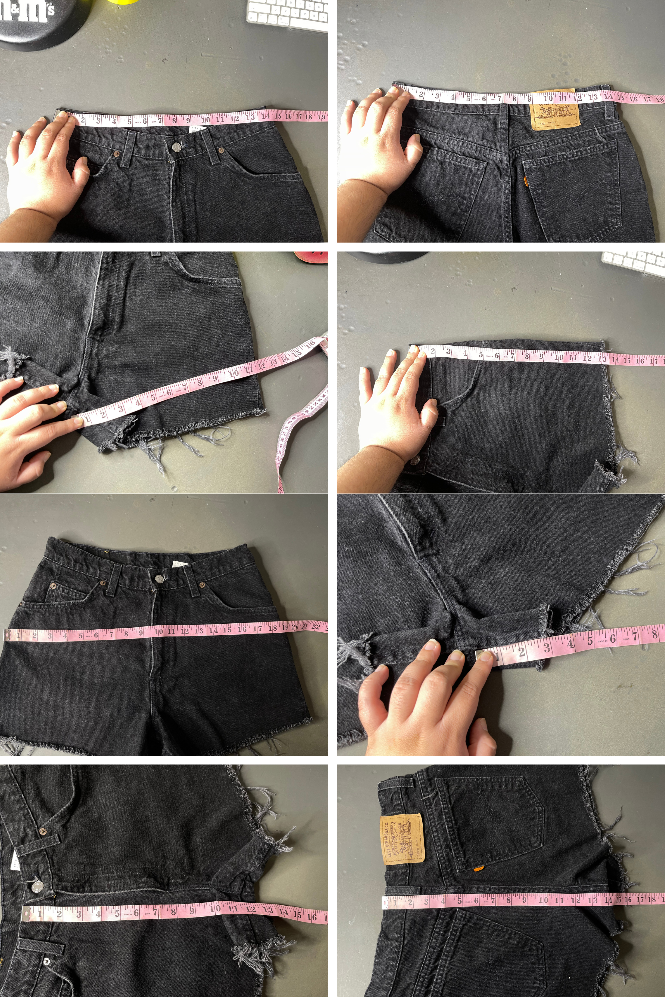 Vintage Black Levi's 950 High Waisted Distressed Denim Shorts Sz 11 29in