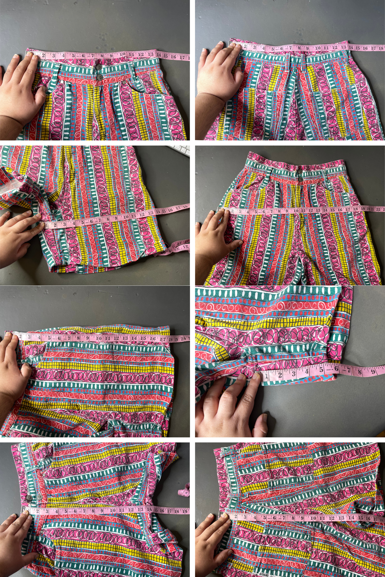 Vintage Colorful Funky Pattern High Waisted Shorts Sz 28in