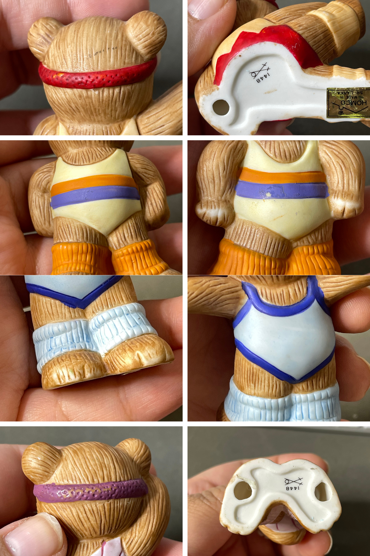 Vintage Aerobic Exercise Teddy Bear Figurine Trinkets 4pc Set