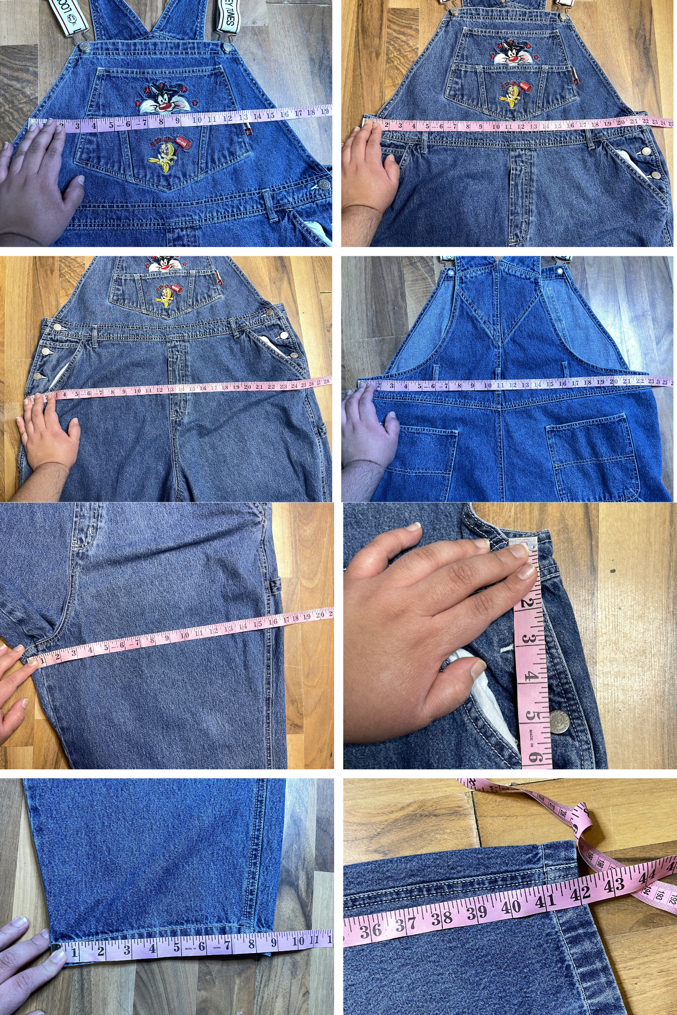 Vintage Plus Size Tweety & Sylvester Embroidered Denim Overalls Sz 22W/24W