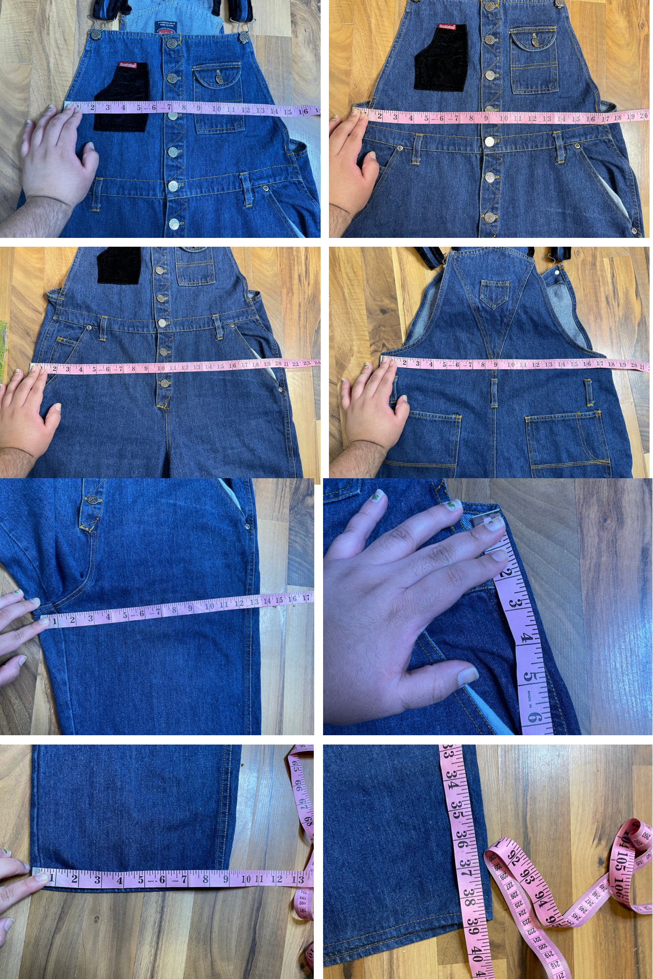 90s Black velvet trim denim overalls sz L