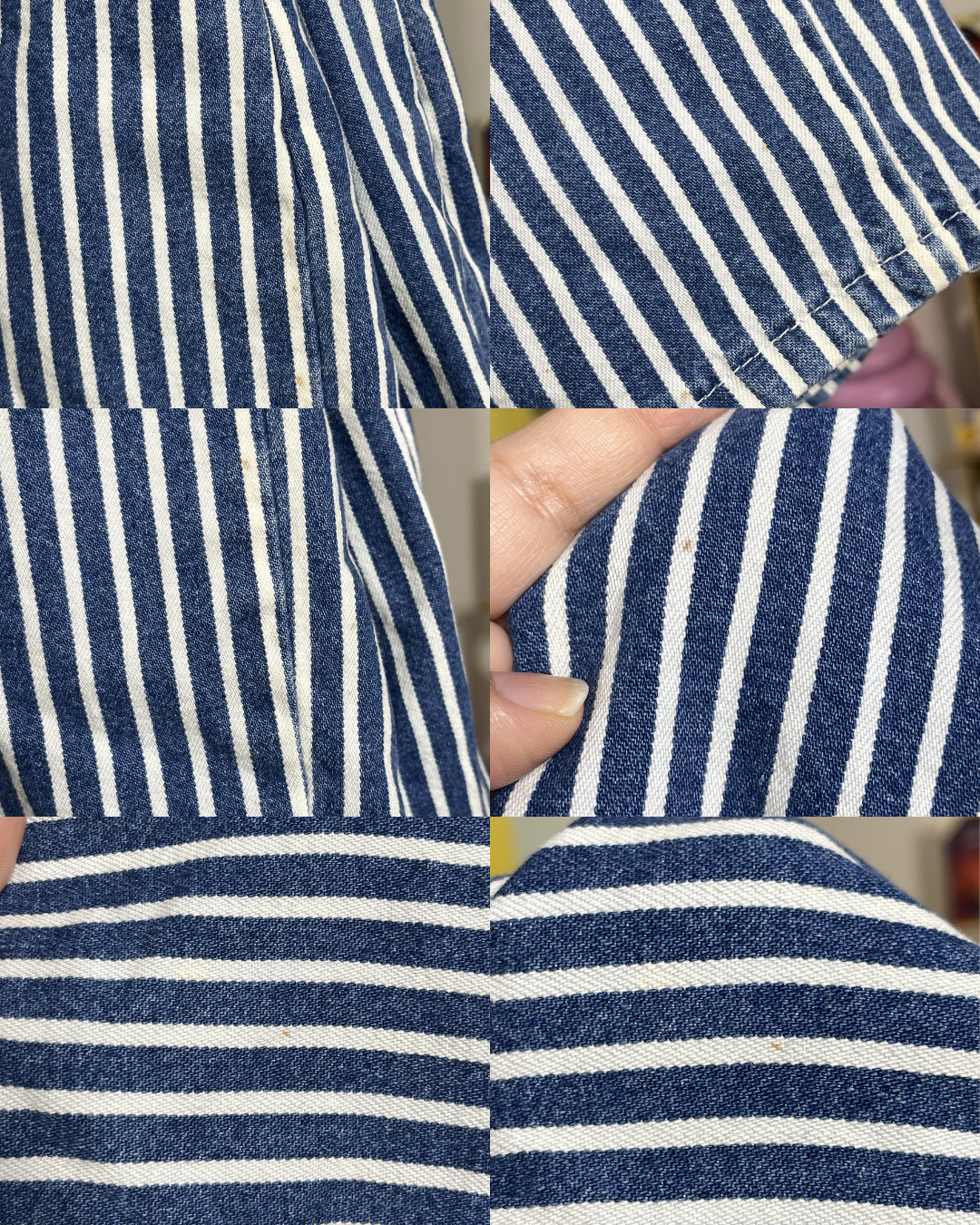 Vintage Blue & White Striped High Waisted Shorts Sz 18 33in