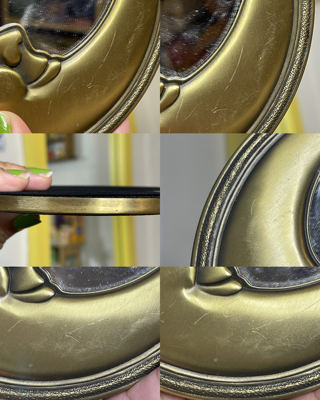 Vintage Round Brass Crescent Moon Small Wall Mirror