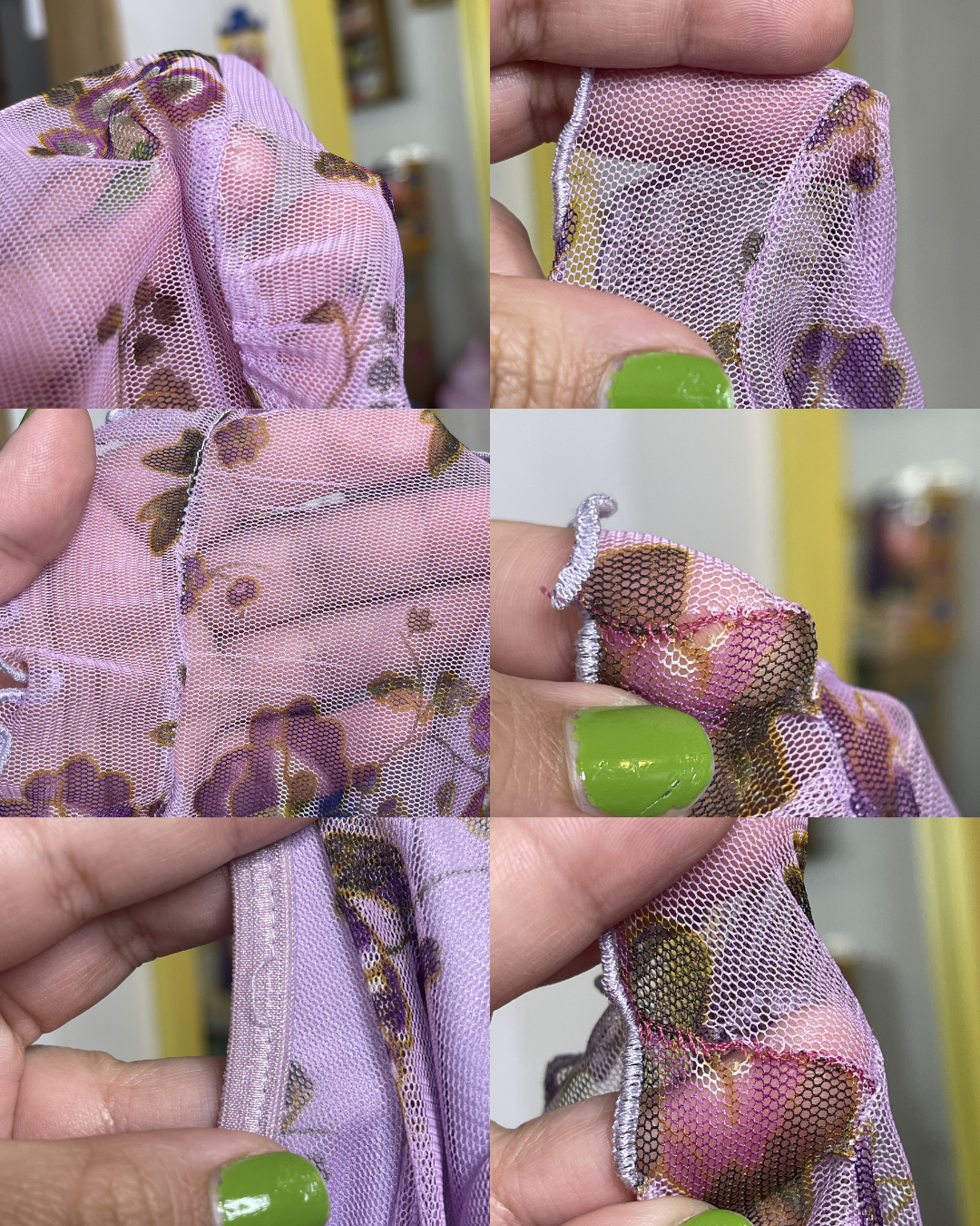 Vintage 90s Purple Flower Mirco Mesh Layered Mini Dress Sz S/M