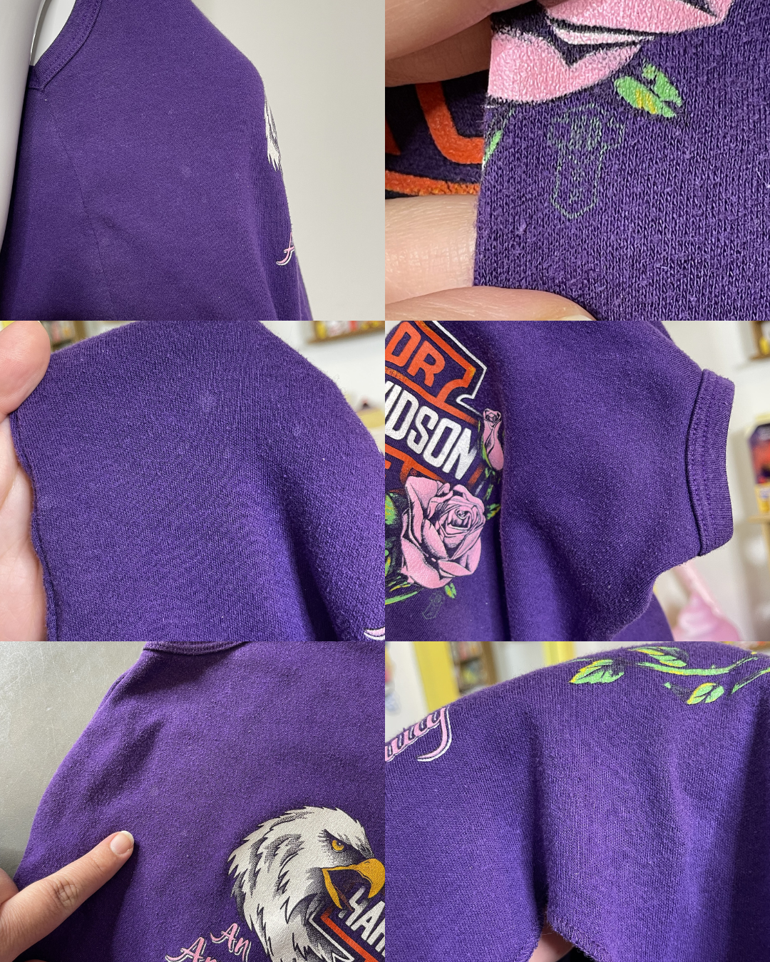Vintage Purple Harley Davidson Eagle Cropped Top Sz M