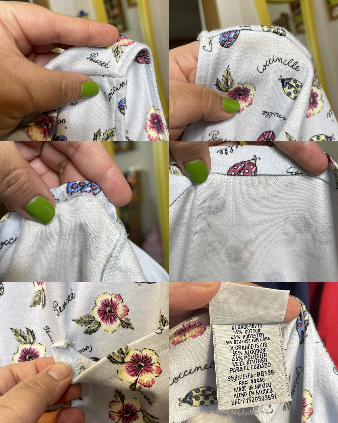 2000s Baby Blue Flower & Lady Bug Print Mini Dress Sz XL