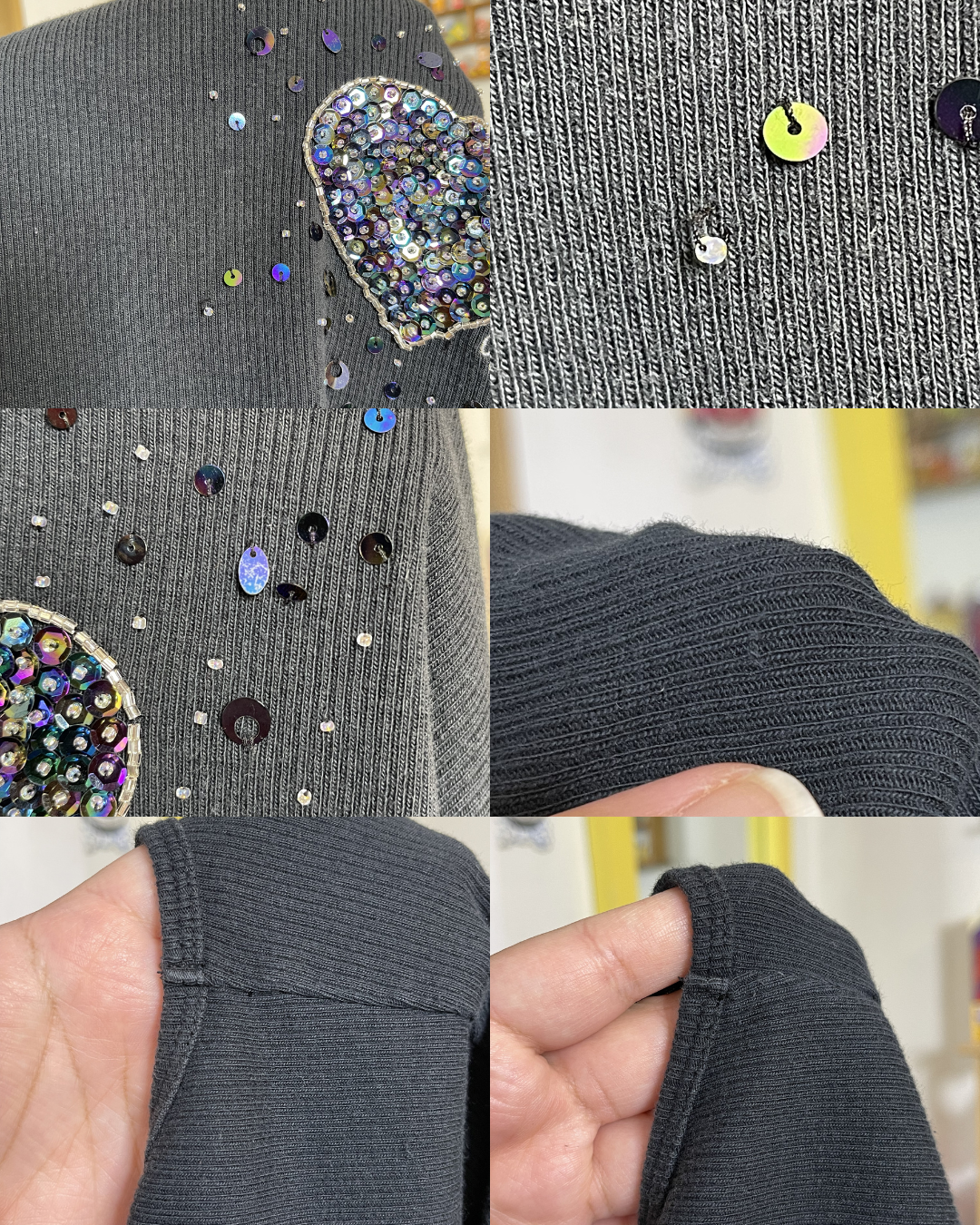 2000s Heart Sequins Guess Faded Black Tank Top Sz L/XL