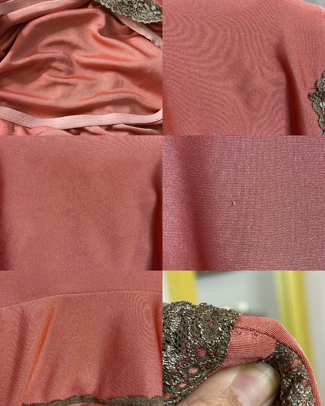 2000s Coral And Brown Lace Slip Cami Top Sz M