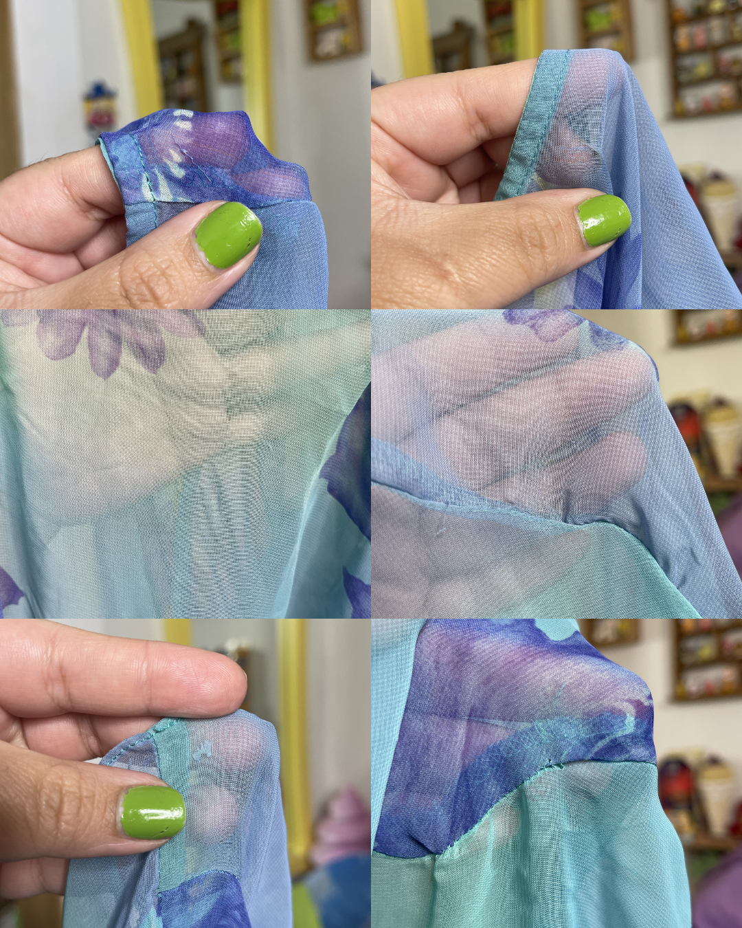 2000s Blue Sheer Flower Print Layered Midi Dress Sz 14/16