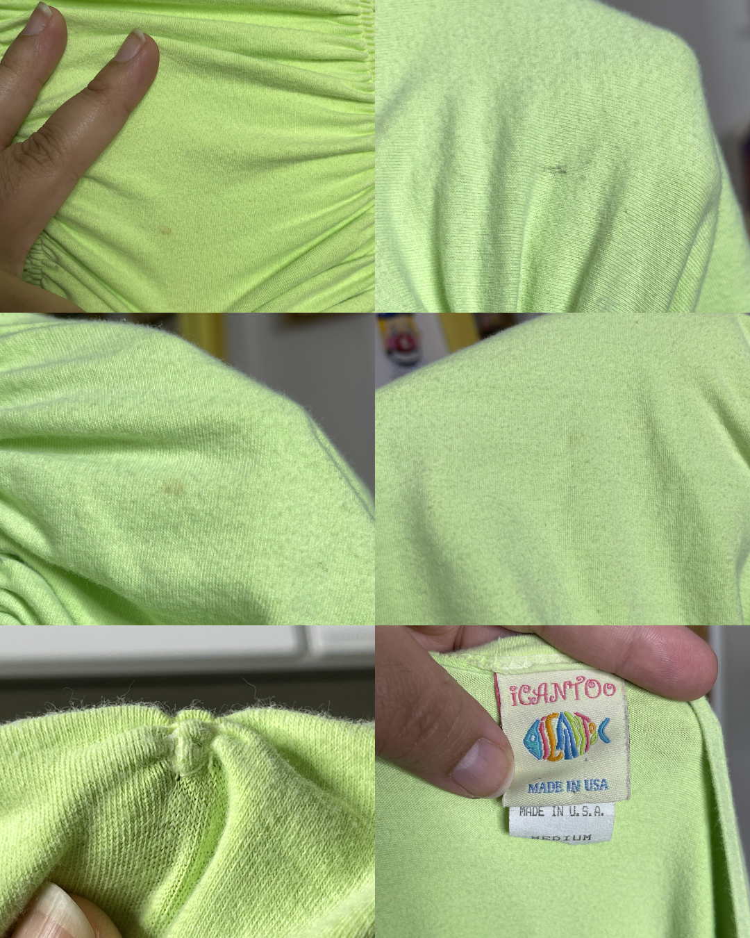 Vintage Cinched Lime Green Top Sz L/XL