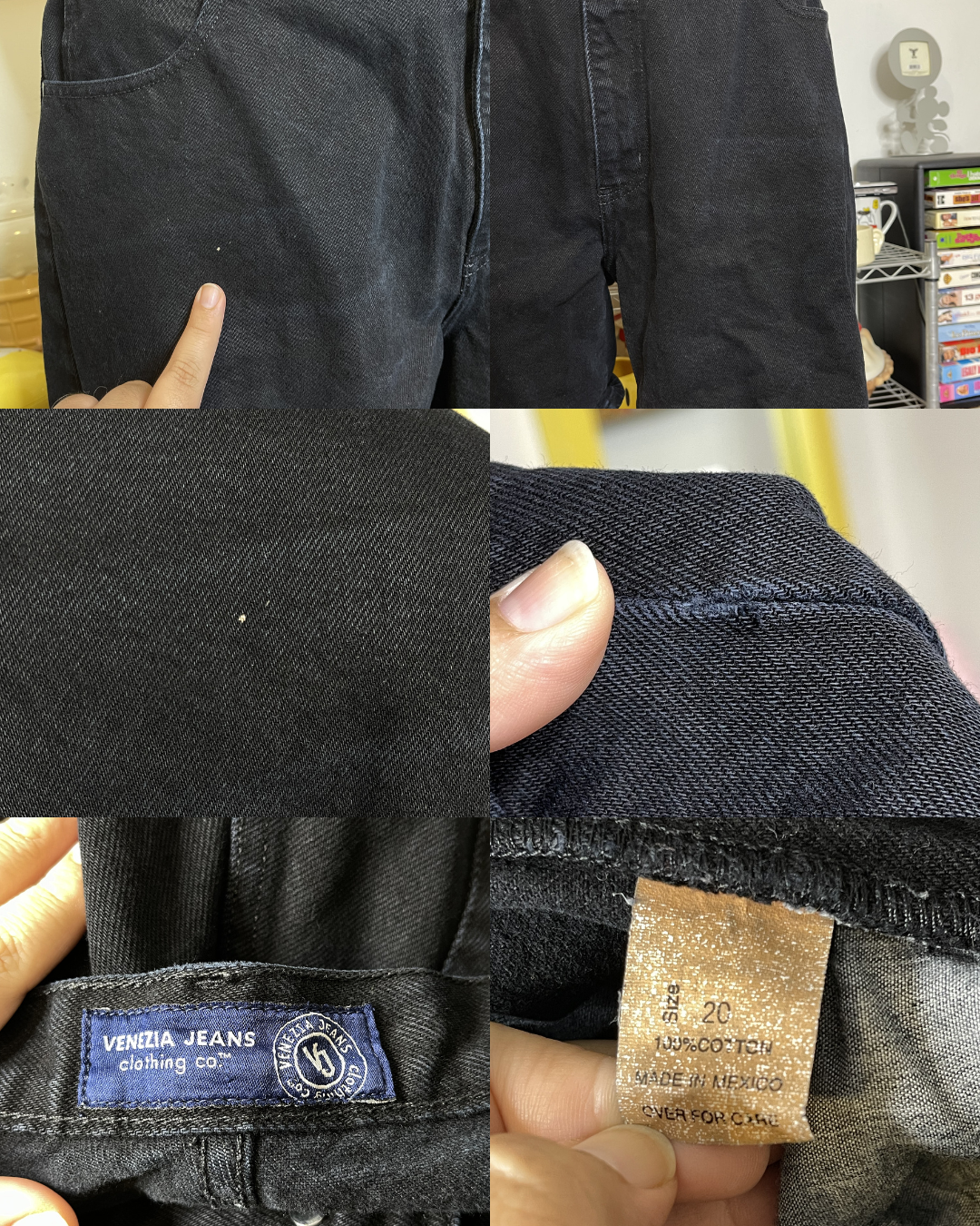 Vintage Plus Size Black Wash High Waisted Denim Shorts Sz 20 37in