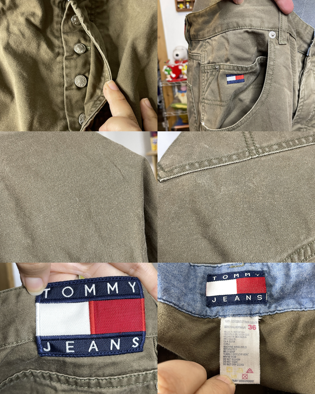 Vintage 2000s Tommy Jeans Khaki Green Cargo Shorts Sz 36
