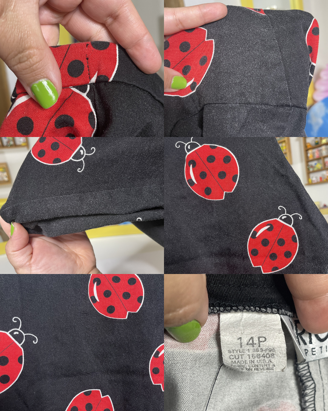 Vintage 90s  Faded Lady Bug Print High Waisted Capris Sz M