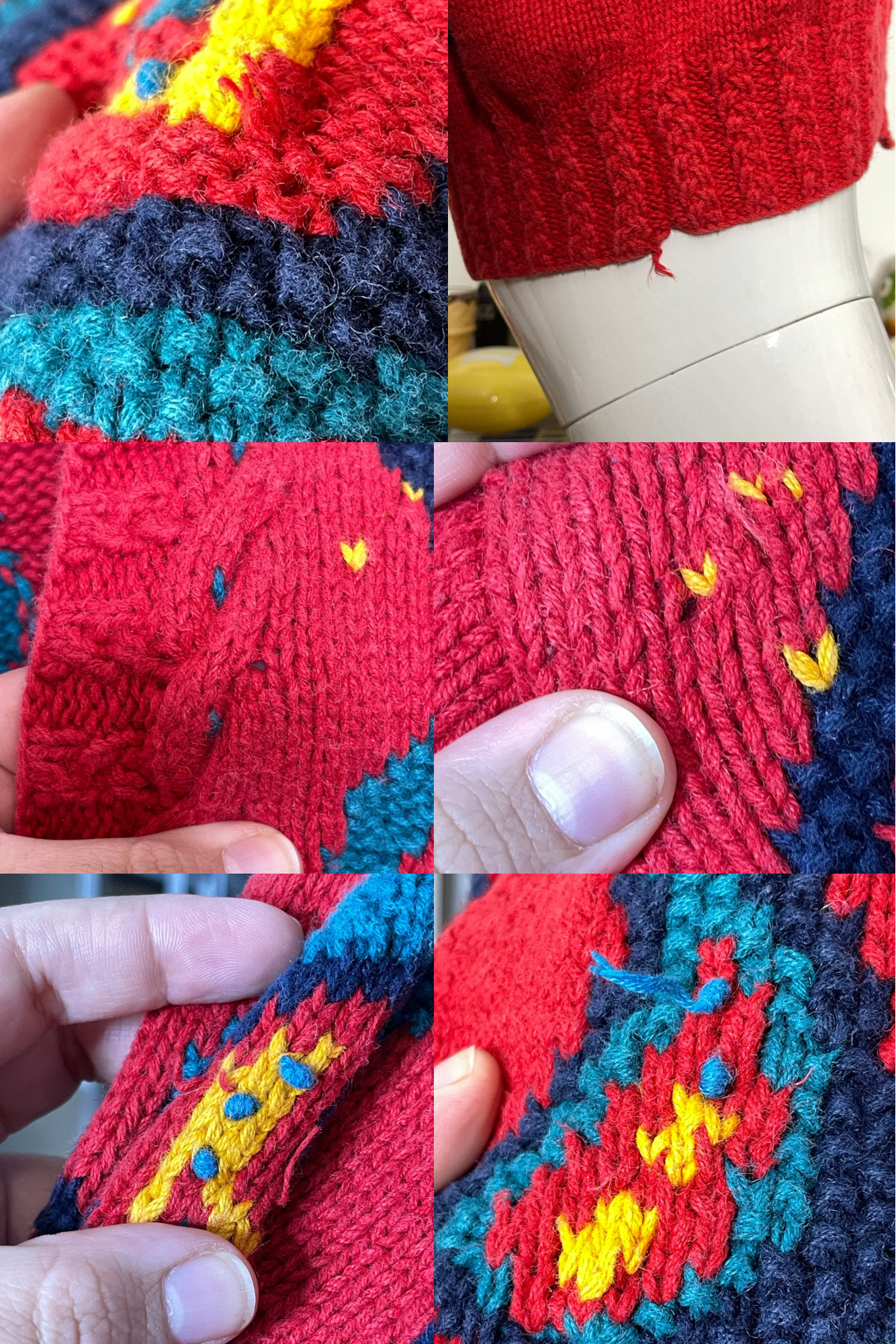 90s chunky paisley hand knit cardigan sz M