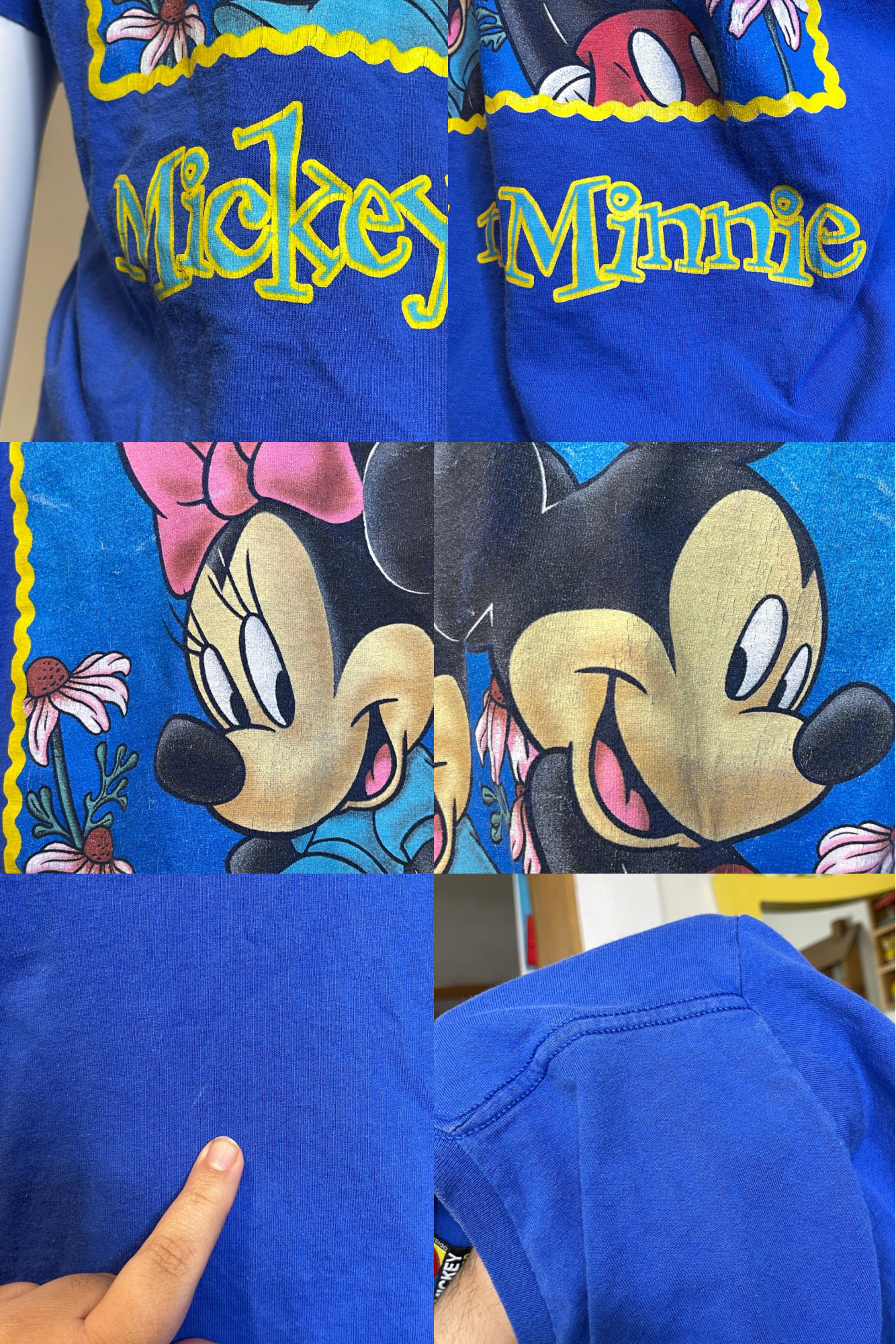 Vintage Mickey & Minnie Mouse Stamp Graphic Tee Sz XL