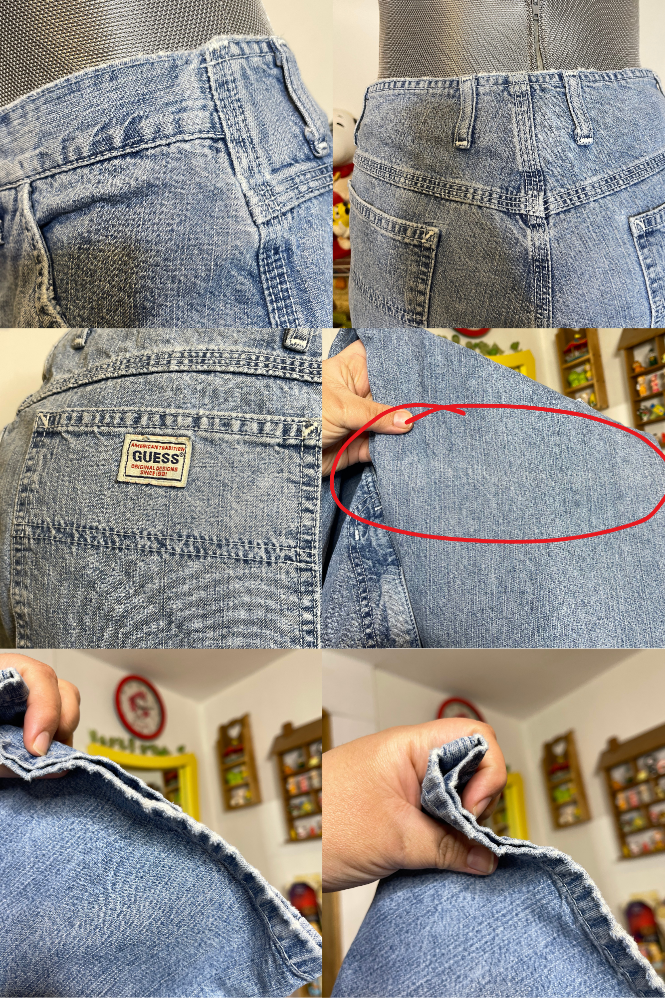 Vintage Guess Cargo Carpenter Style Distressed Denim Jeans Sz 30in