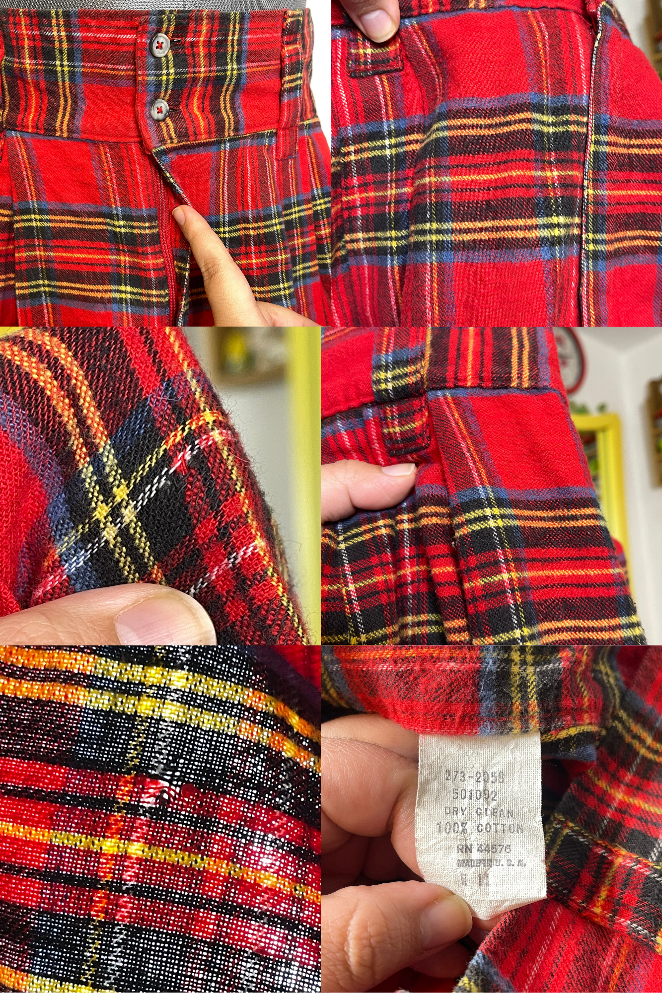 Vintage Plaid Tartan Flannel Midi Maxi Skirt Sz 28in