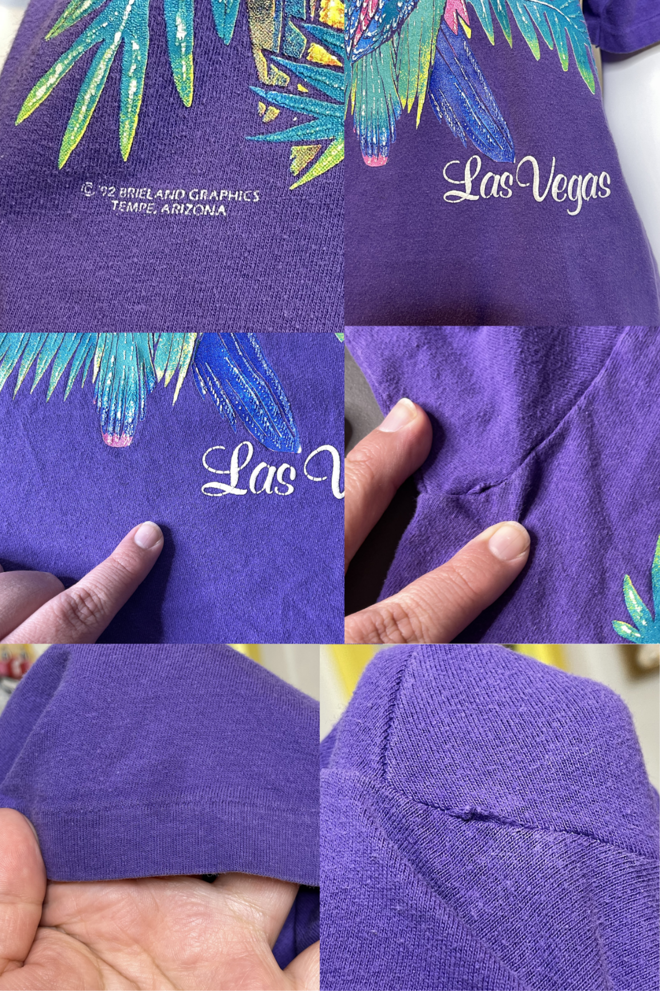 Vintage 90s Colorful Parrots Las Vegas Graphic Tee Sz L