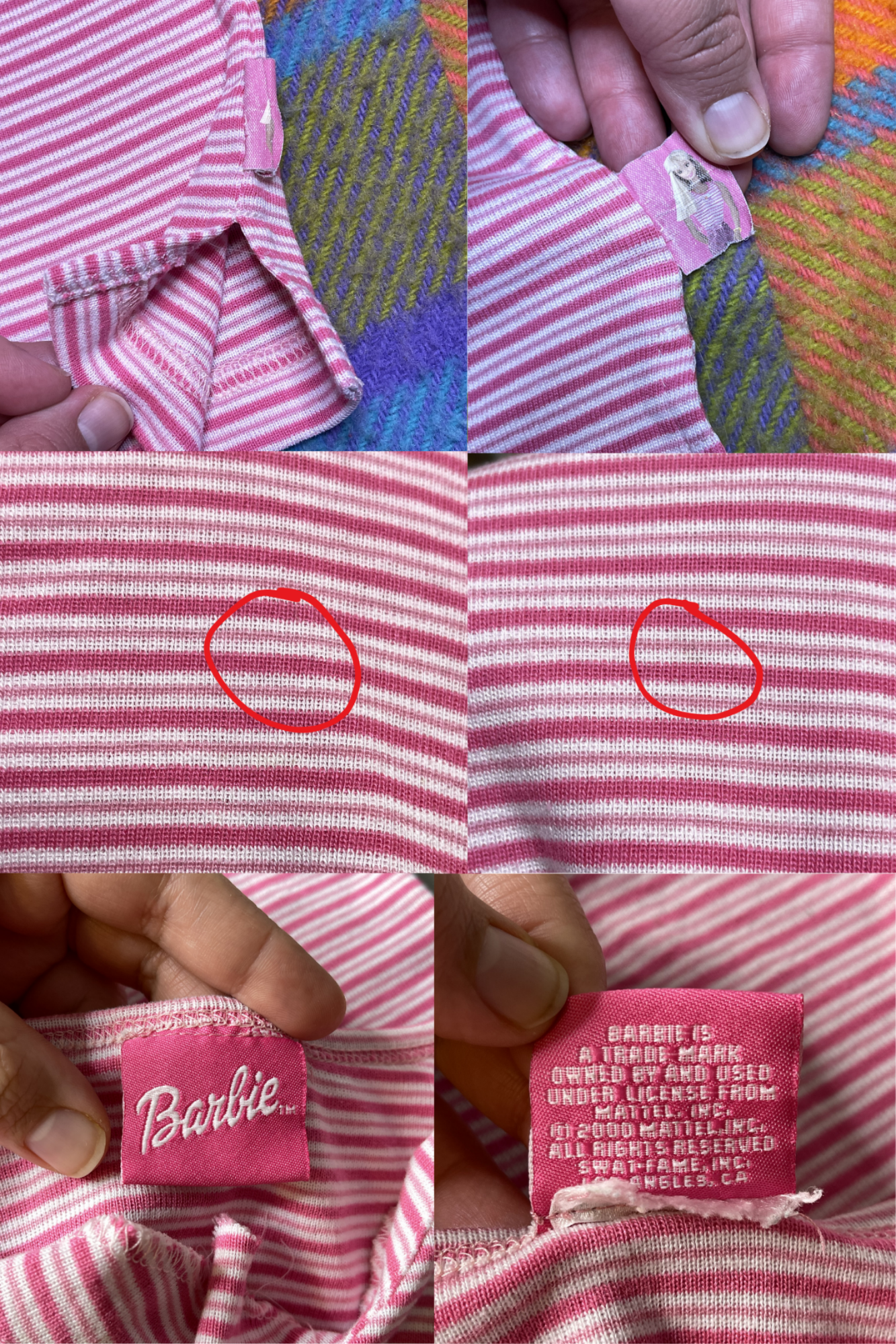 Vintage Pink Striped Barbie Tank Top KIDS Sz 7-8