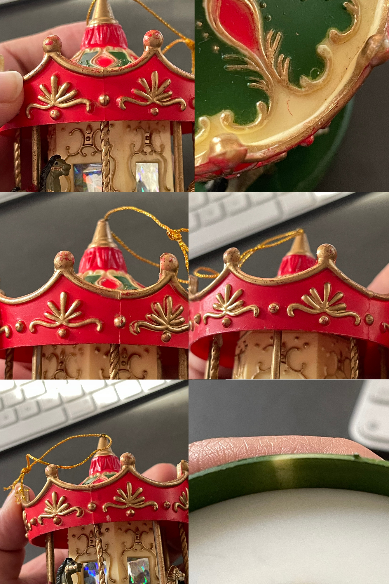 Vintage Christmas Carousel Ornament Trinket