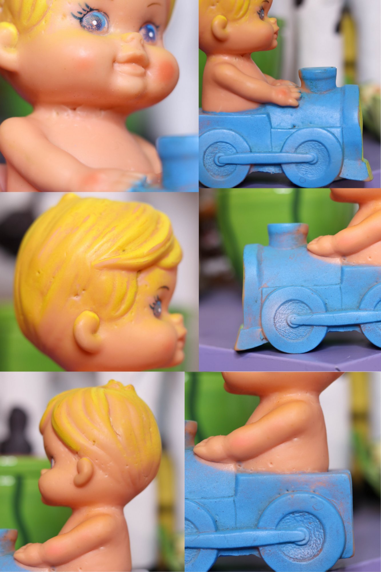 Vintage Baby Riding Train Squeak Toy