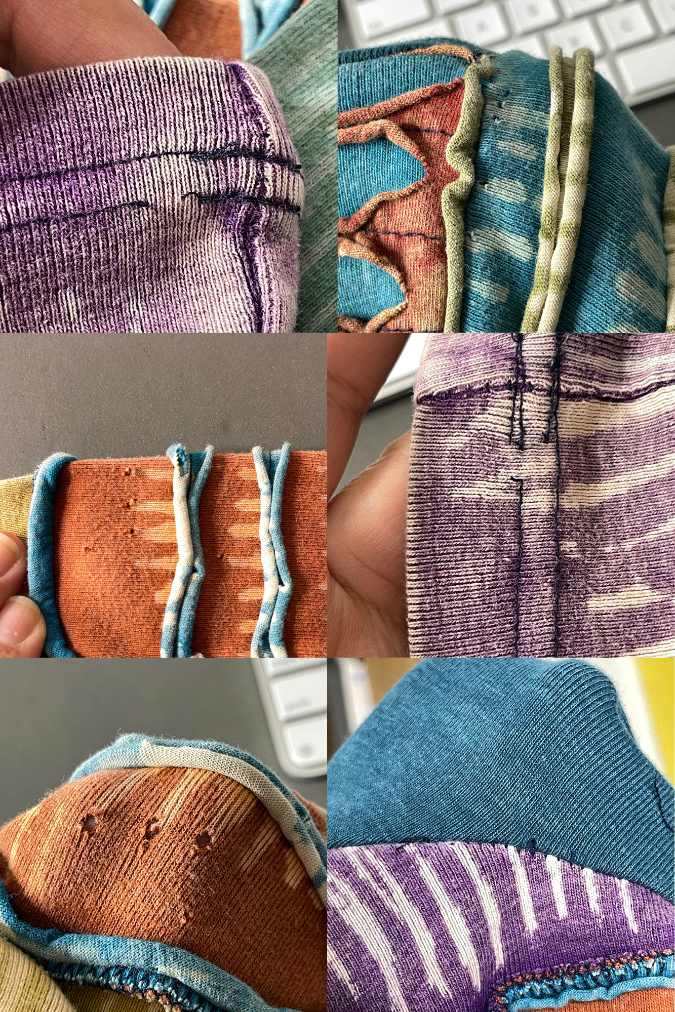 Tie-dye Patchwork Distressed Flowers Zip-up Hoodie Sz M/L