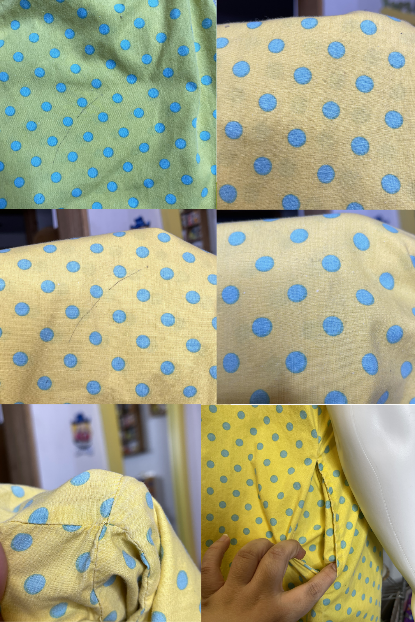 Vintage Yellow And Blue Polka Dot Oversized Sleep Dress Sz M/L