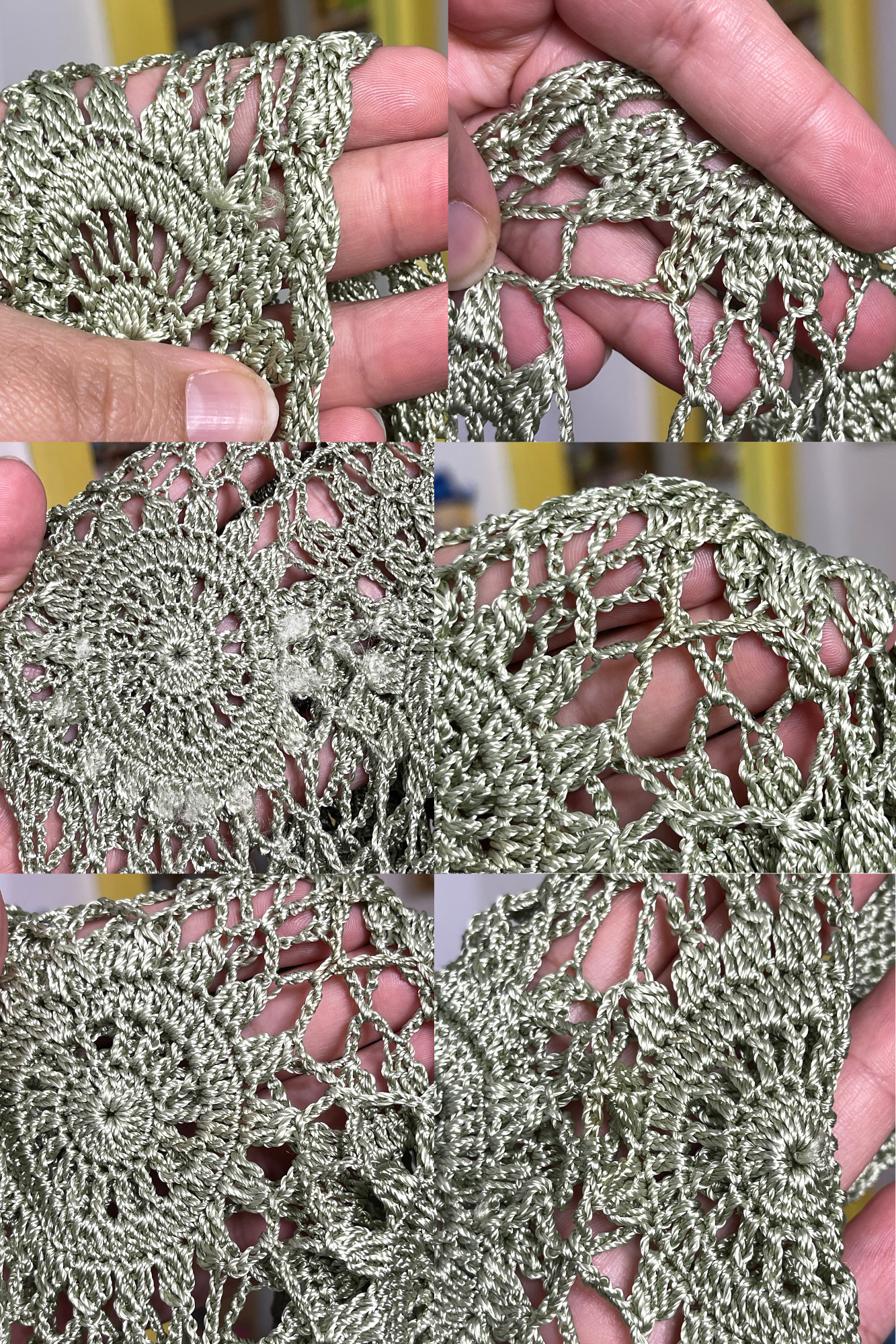 Vintage 2000s Boho Green Crochet Tank Top Sz S