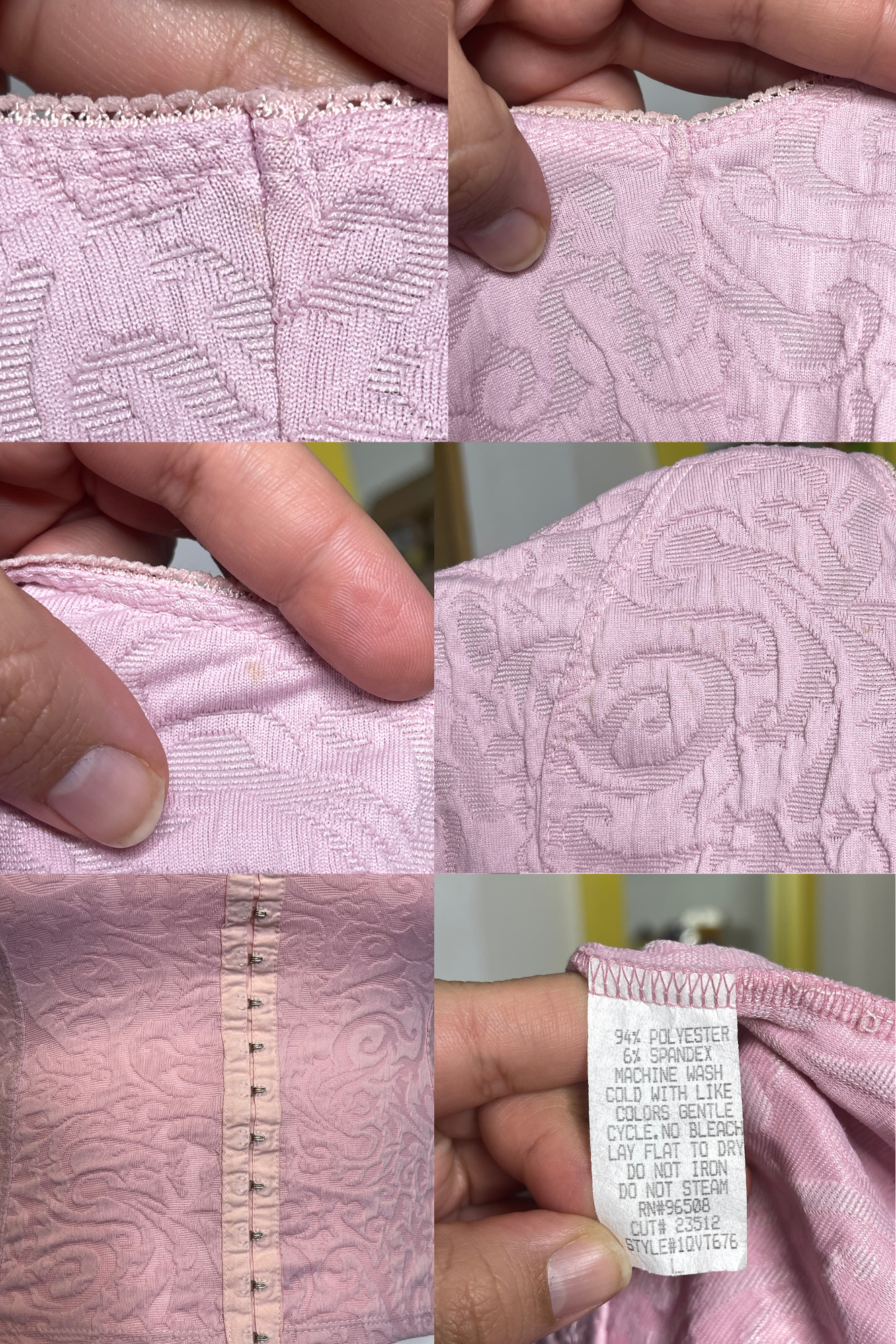 2000s Blush Pink Charlotte Russe Eyelet Hook Corset Style Top Sz L