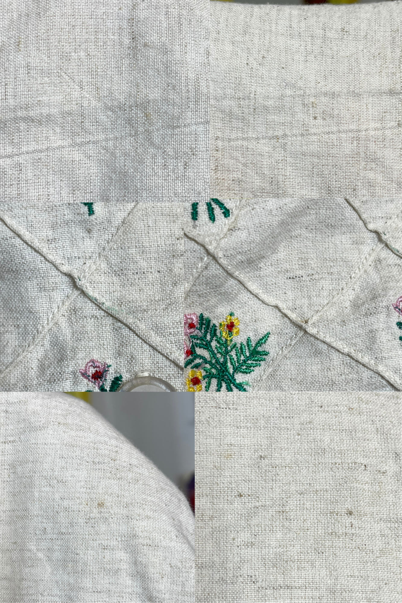 Vintage Flower Embroidered Linen Blend Maxi Dress Sz L