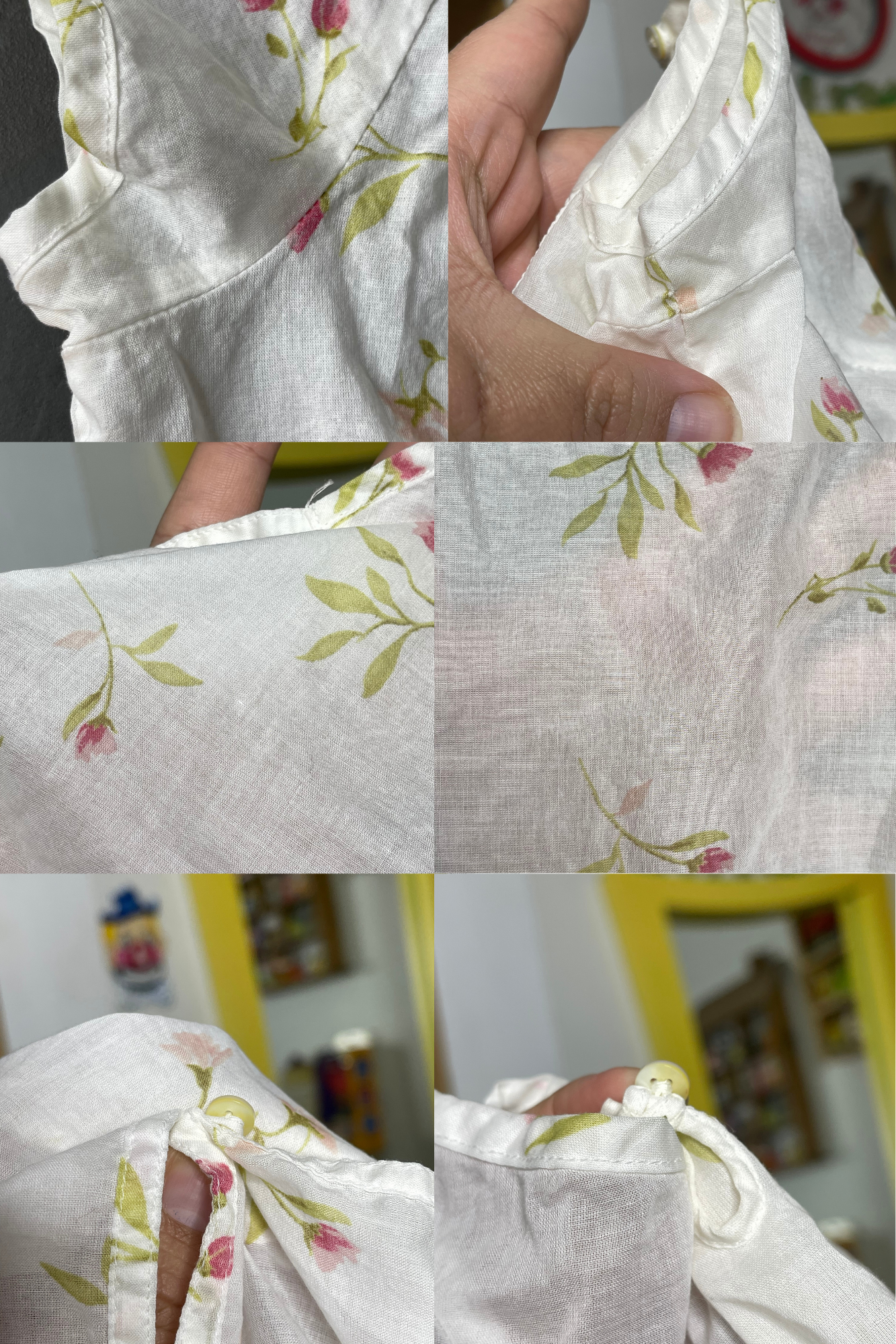 2000s Abercrombie Sheer Floral Print Button Blouse Sz XS/S